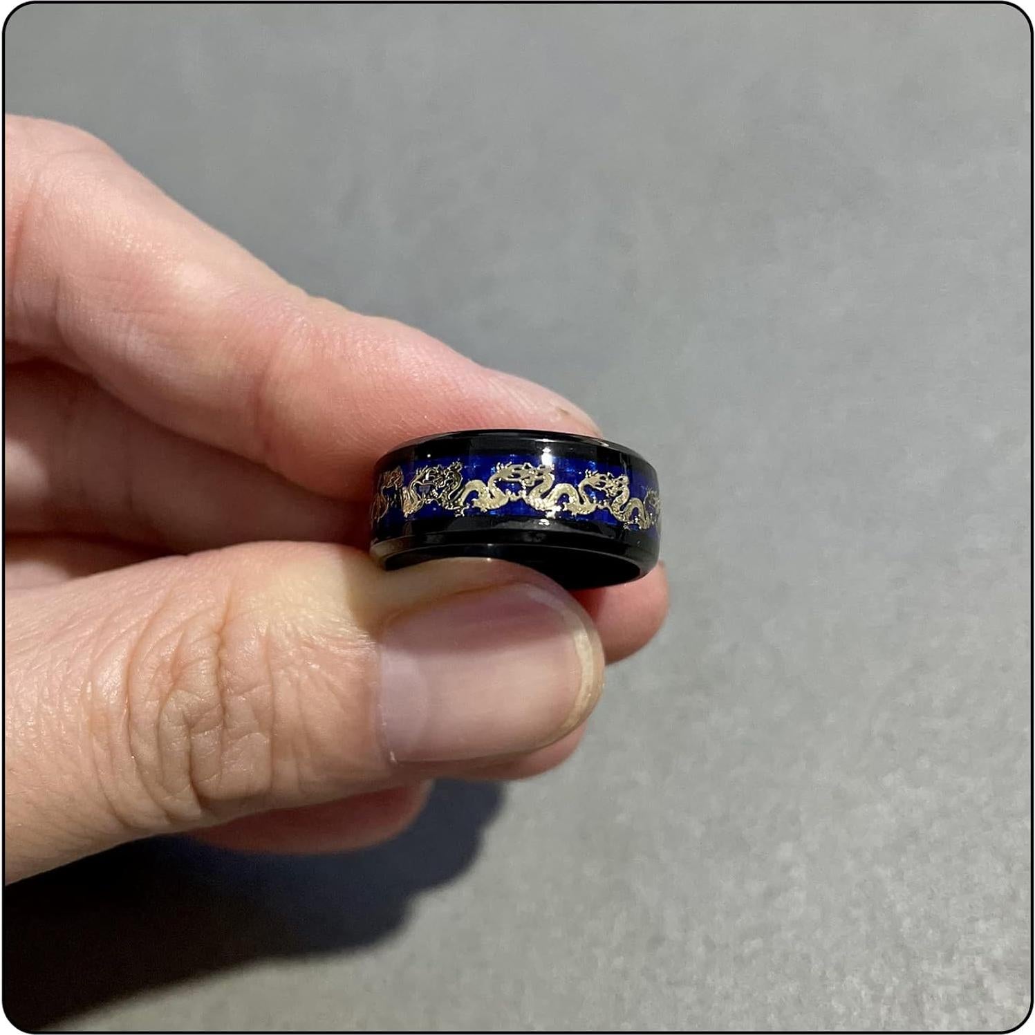 Anillo de Dragón de Acero Inoxidable 8MM Fusamk Negro