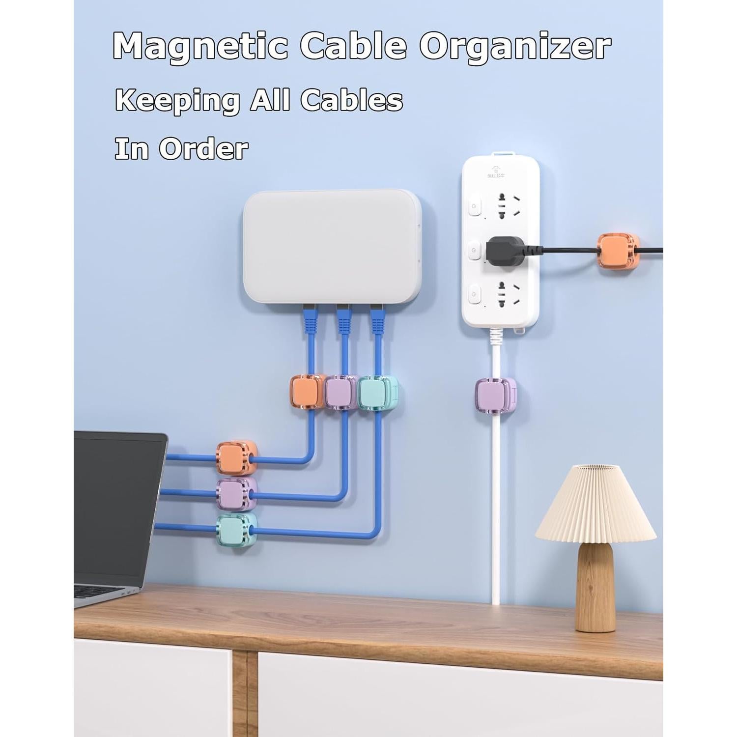 Clips Magnéticos COOCAT para Gestión de Cables Multicolor 8 Pzas