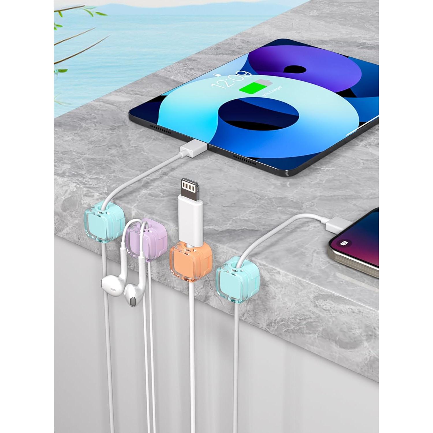 Clips Magnéticos COOCAT para Gestión de Cables Multicolor 8 Pzas