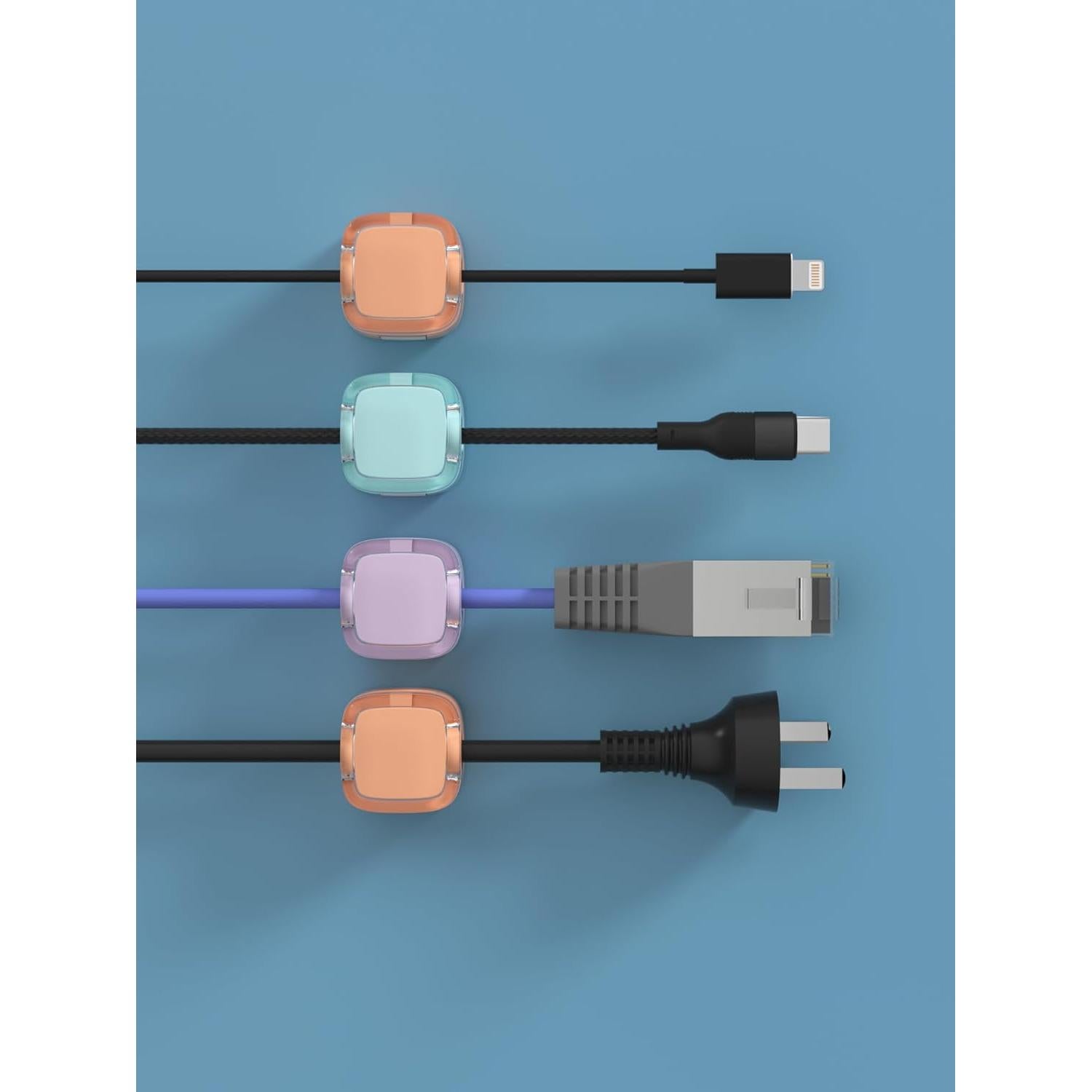 Clips Magnéticos COOCAT para Gestión de Cables Multicolor 8 Pzas