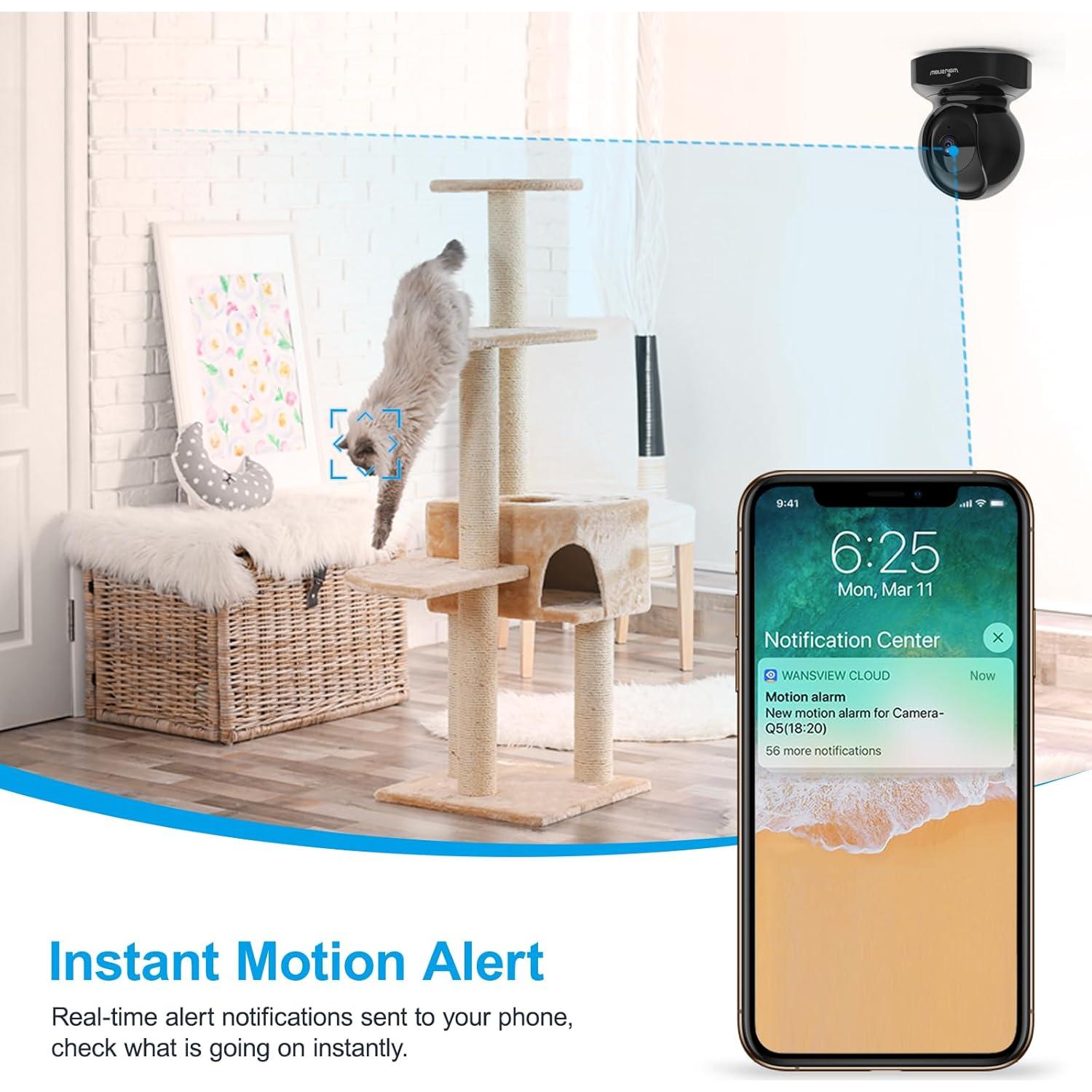Cámara de Seguridad Wansview Q5 2K WiFi Interior 360° Negro