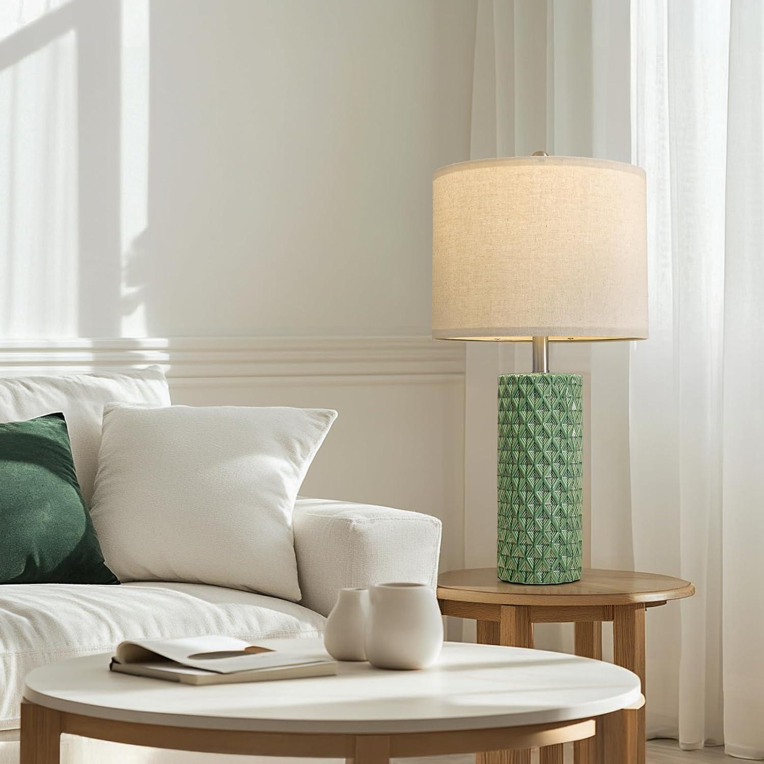 Juego de 2 Lámparas de Mesa USumkky Cerámica Verde 66 cm