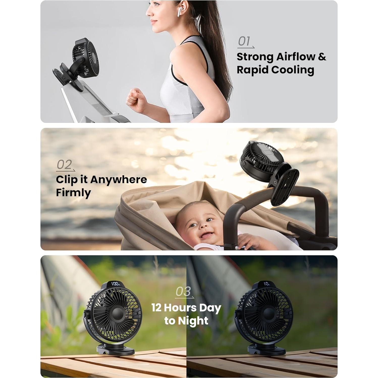 Ventilador Portátil Koonie Mini Recargable 3 Velocidades 360°