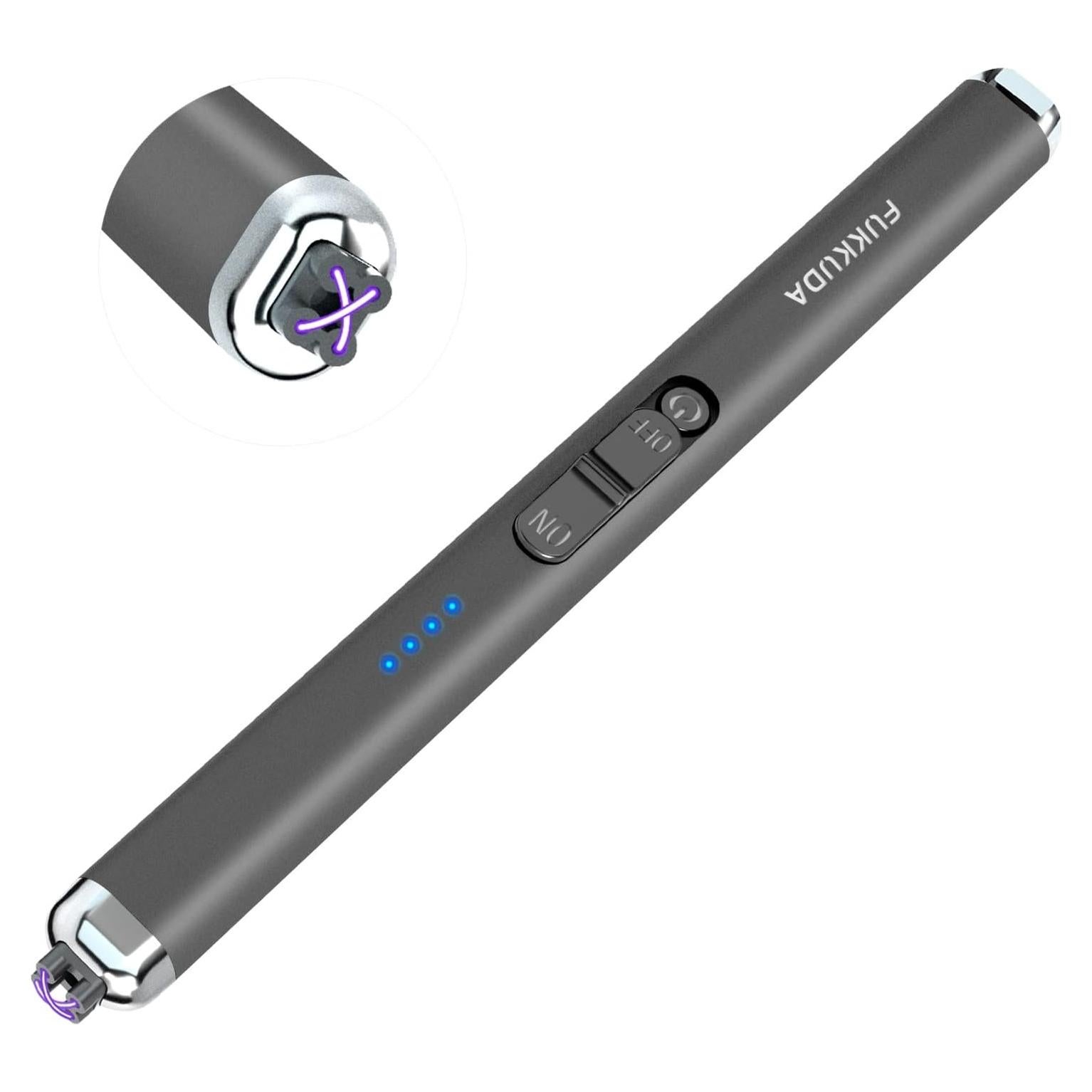 Encendedor Eléctrico Doble Arco Fukkuda Recargable USB Gris