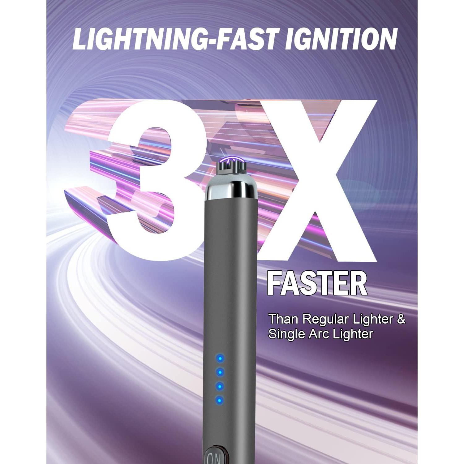 Encendedor Eléctrico Doble Arco Fukkuda Recargable USB Gris