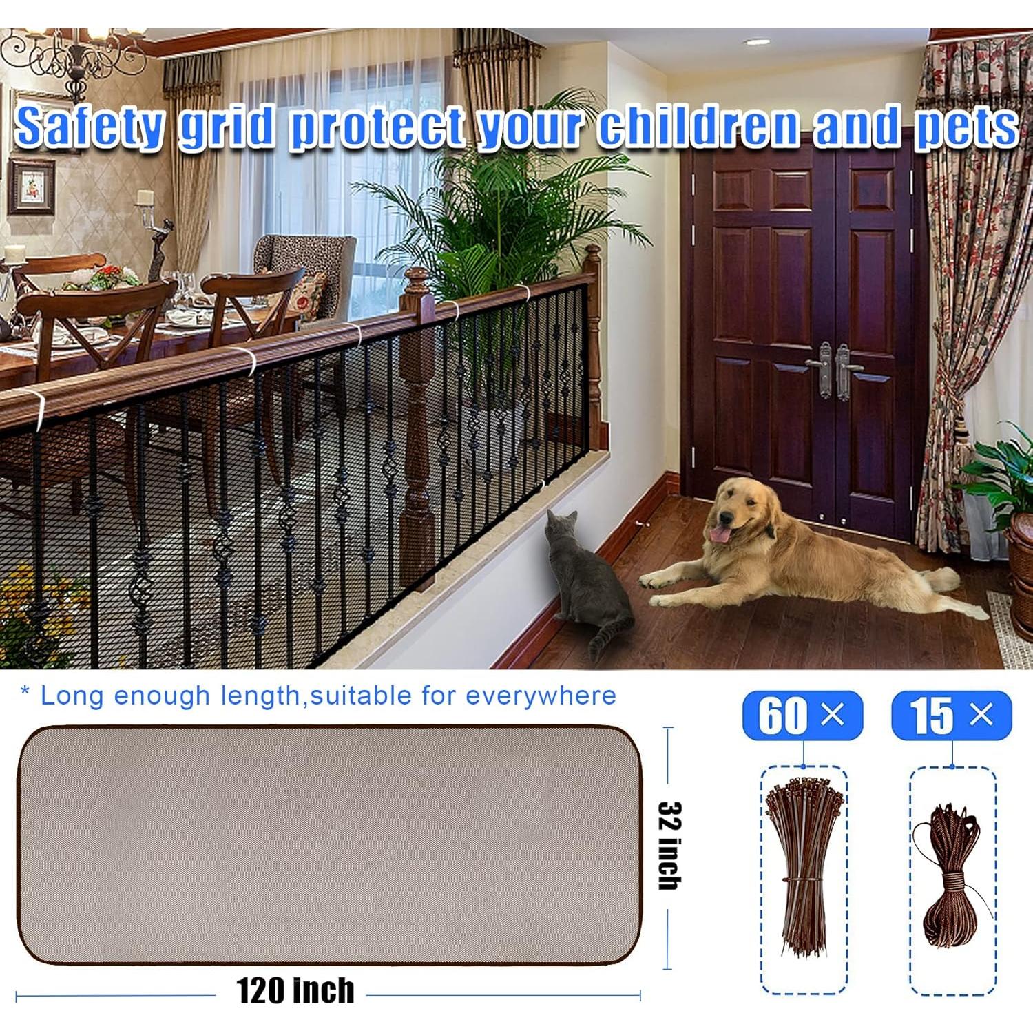 Red de Seguridad para Barandilla JIFTOK 3.05m x 0.81m Marrón