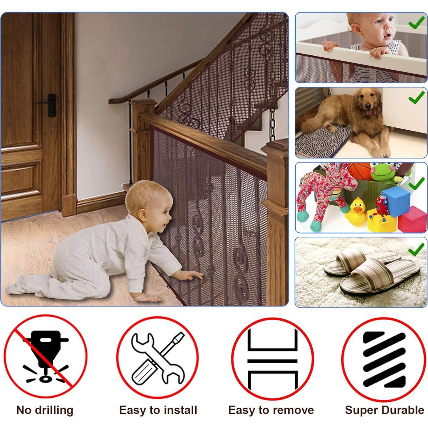 Red de Seguridad para Barandilla JIFTOK 3.05m x 0.81m Marrón