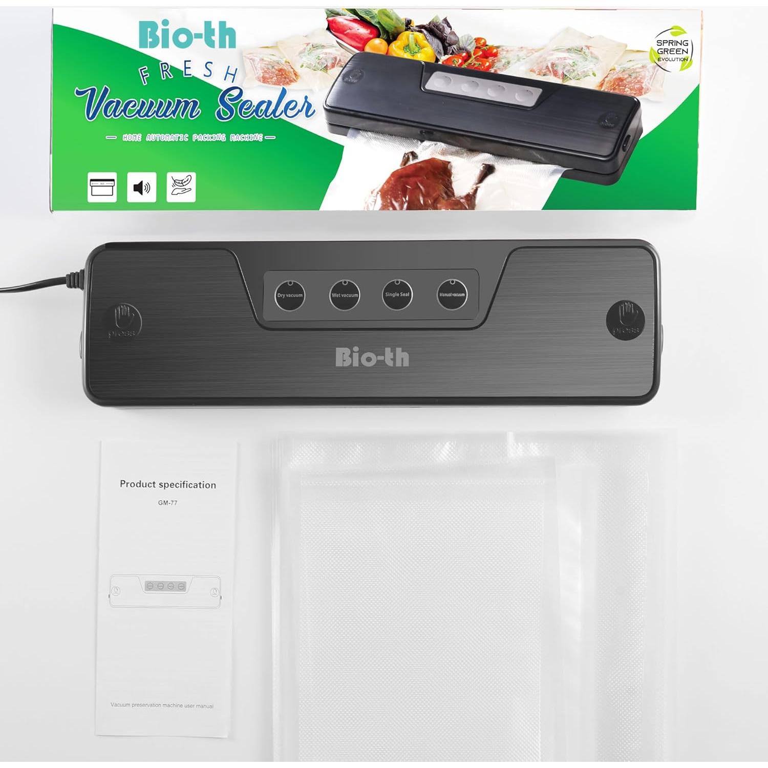 Sellador al vacío Bio-th GM-77 compacto 120W con 15 bolsas