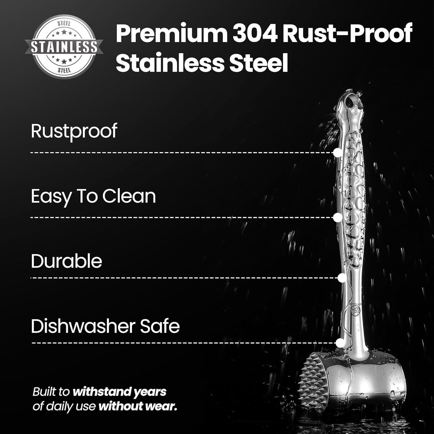 Aplanador de Carne Gourmet Easy, Acero Inoxidable, Doble Cara