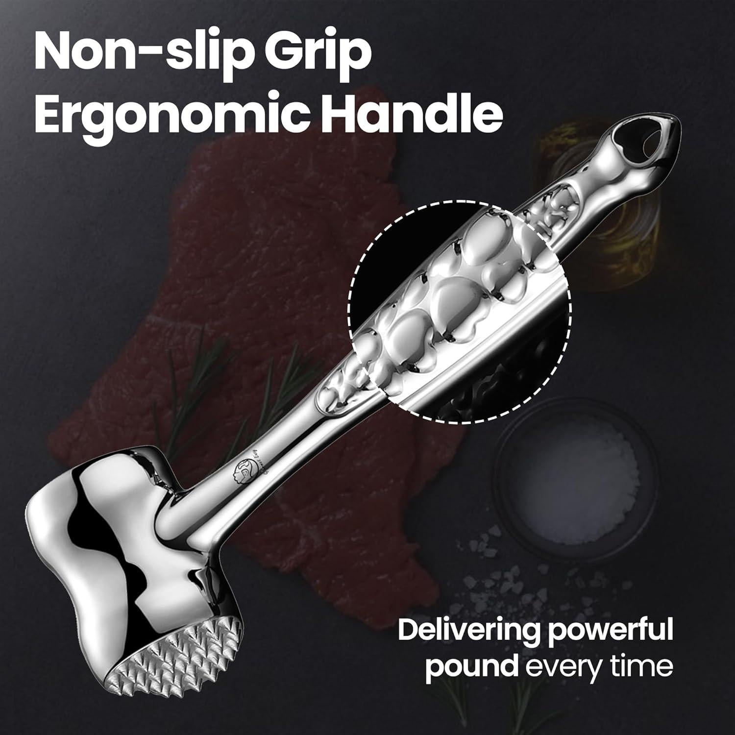 Aplanador de Carne Gourmet Easy, Acero Inoxidable, Doble Cara