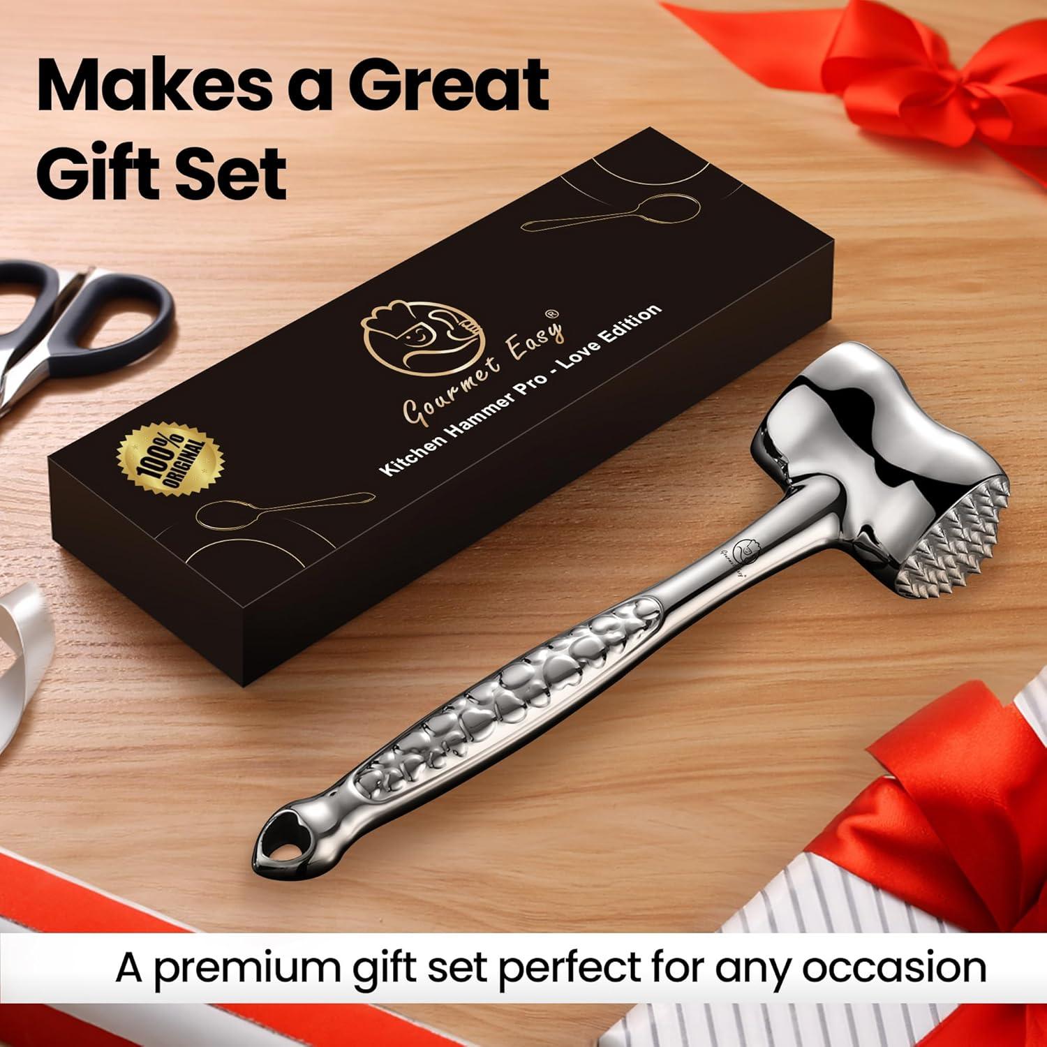 Aplanador de Carne Gourmet Easy, Acero Inoxidable, Doble Cara