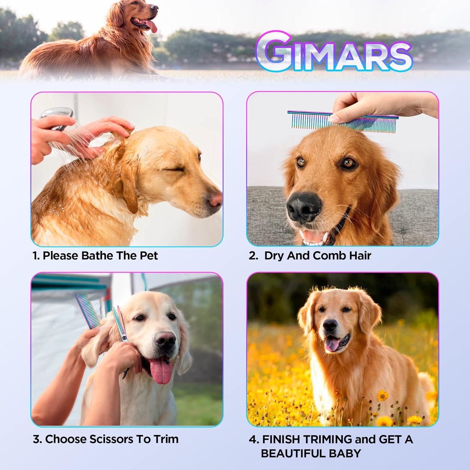Tijeras de Aseo Profesional Gimars 6 en 1 para Perros y Gatos