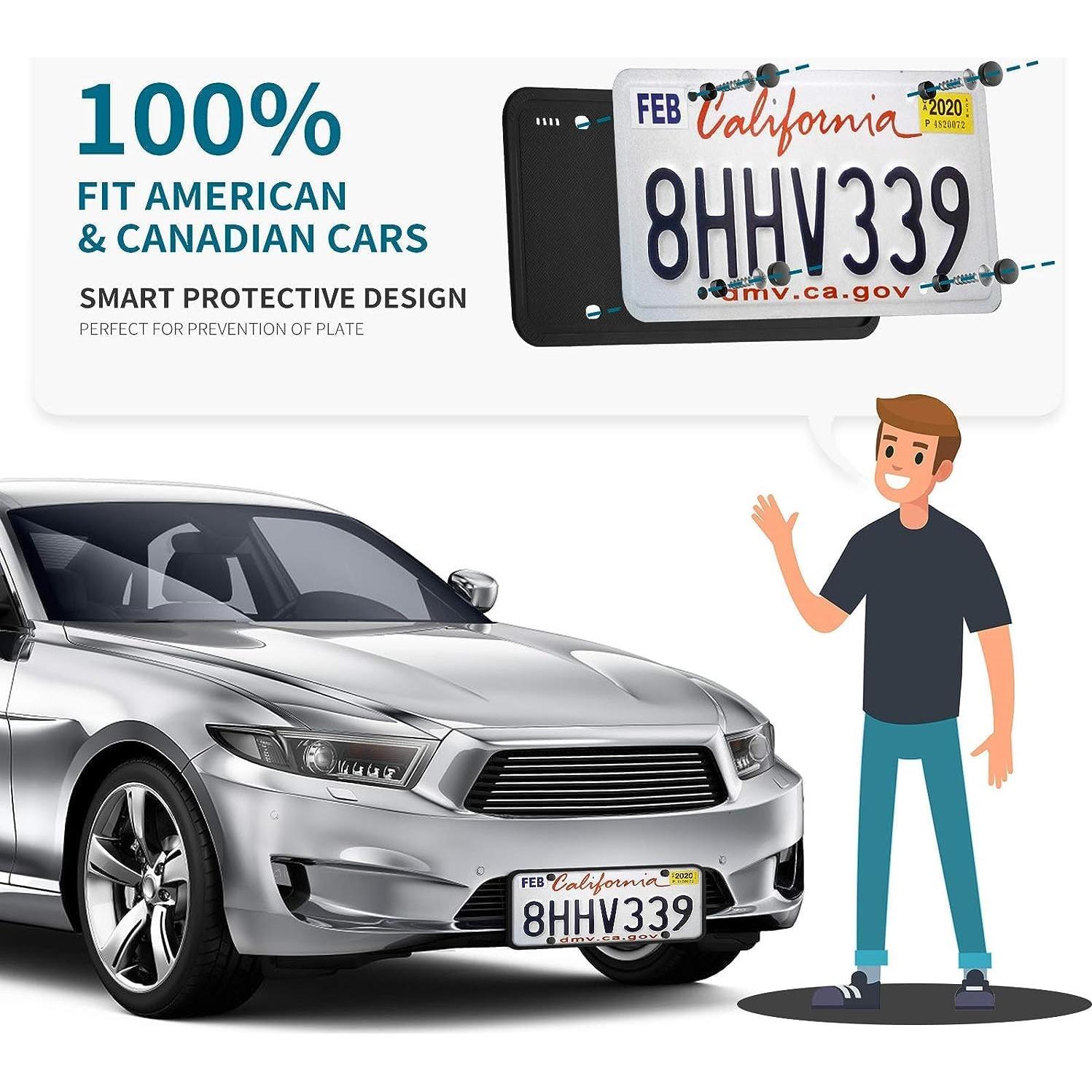 Marco de Placa de Licencia Aujen Negro Silicona 1 Unidad