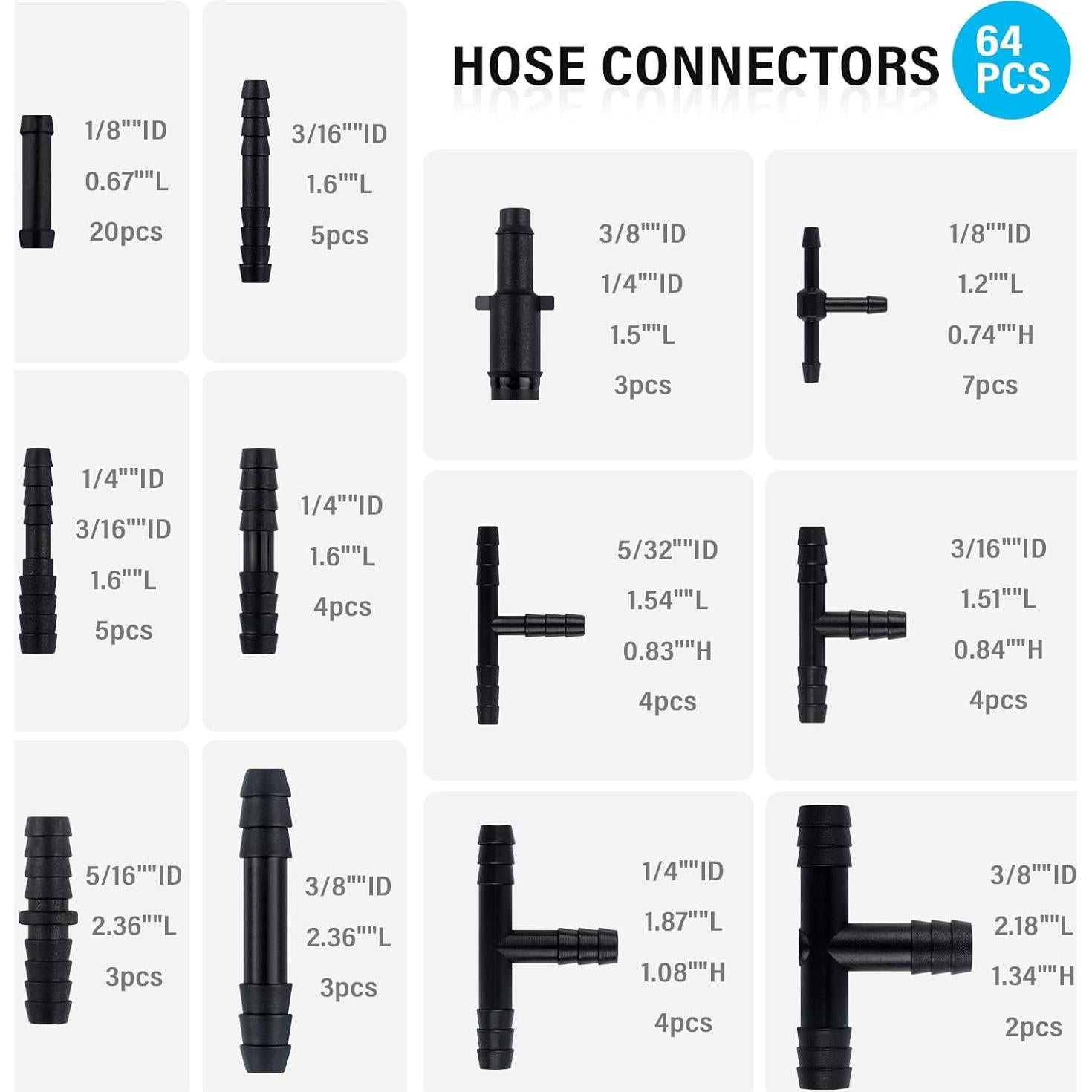 Kit de Conectores de Manguera de Vacío OFBAND 64PCS Nylon