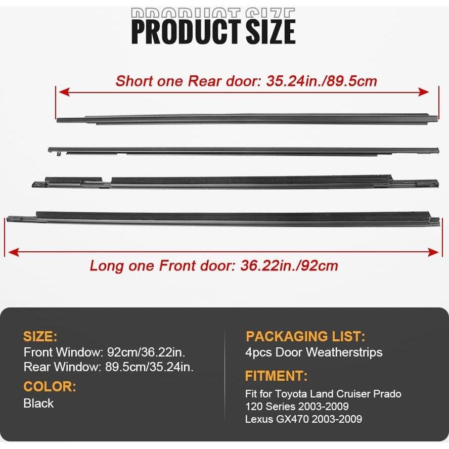 Sellos de Moldura de Ventana GZYF para Toyota Prado 2003-2009