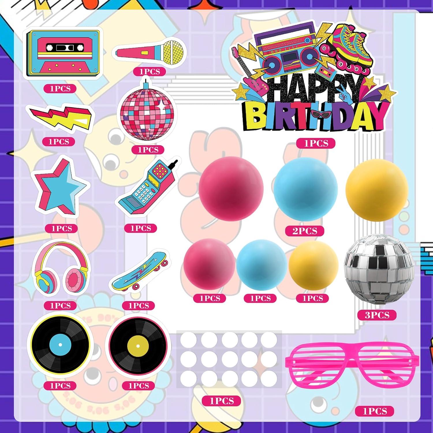 Adornos de Pastel Retro 80s Hooqict - 26 Piezas Temáticas