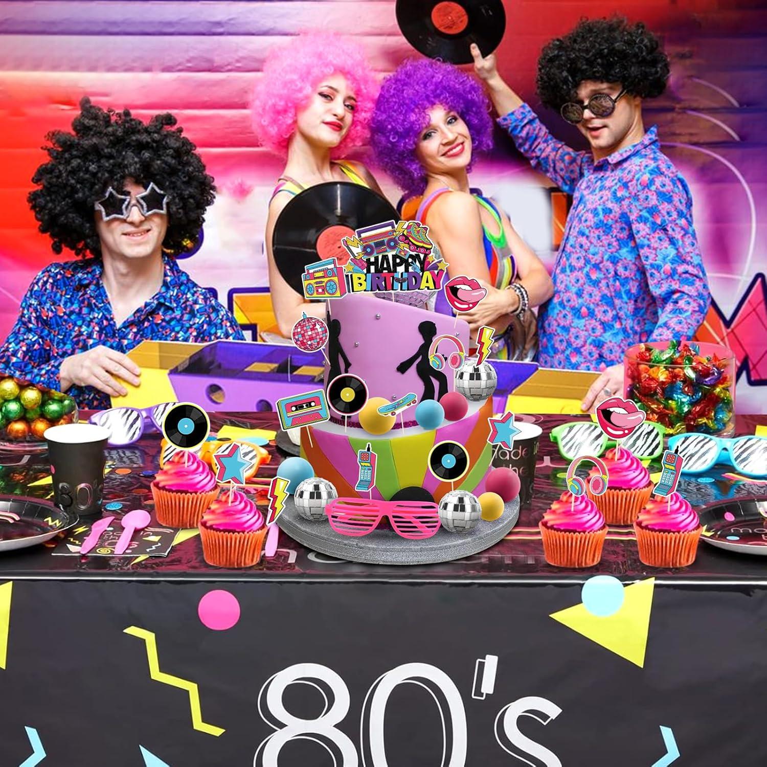 Adornos de Pastel Retro 80s Hooqict - 26 Piezas Temáticas