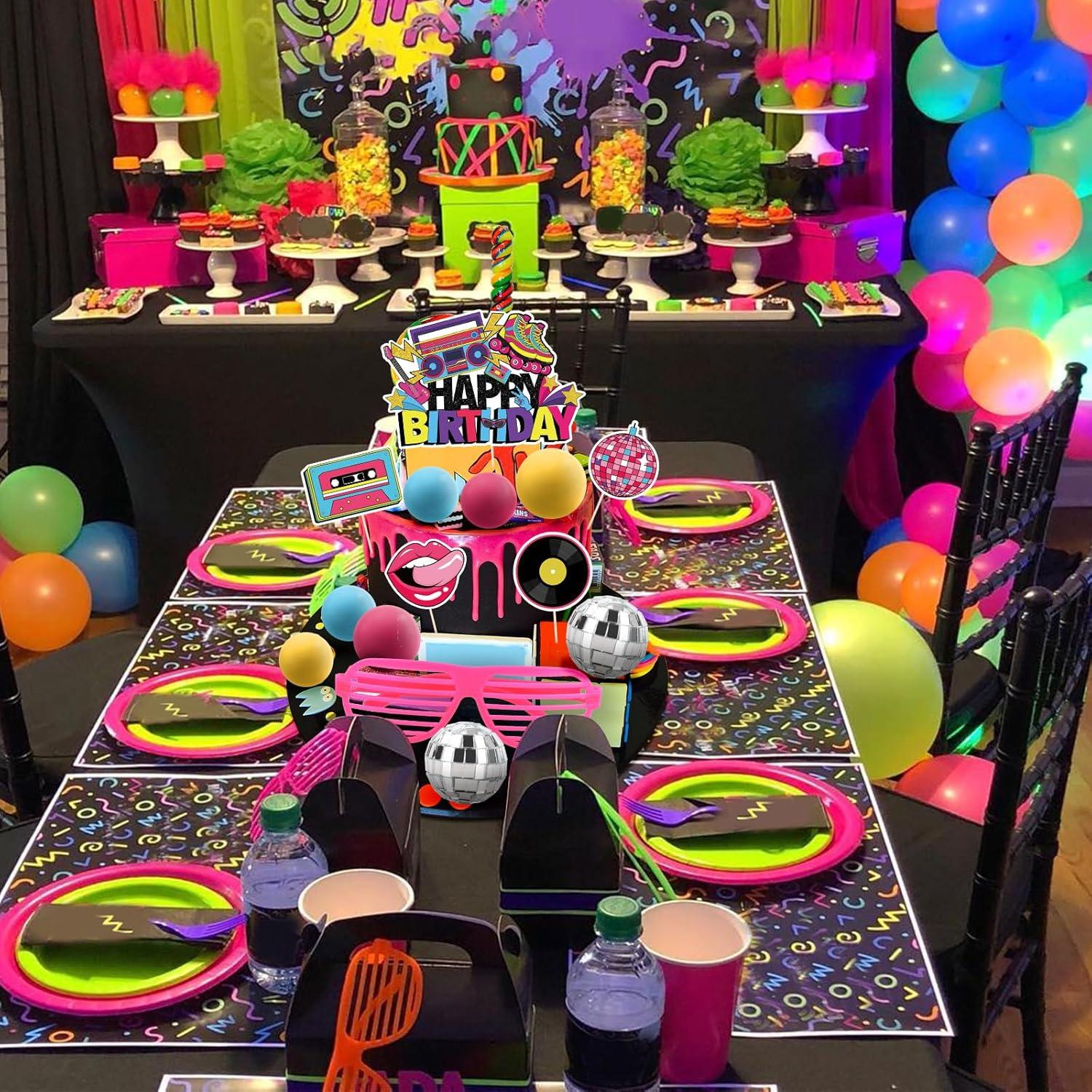 Adornos de Pastel Retro 80s Hooqict - 26 Piezas Temáticas