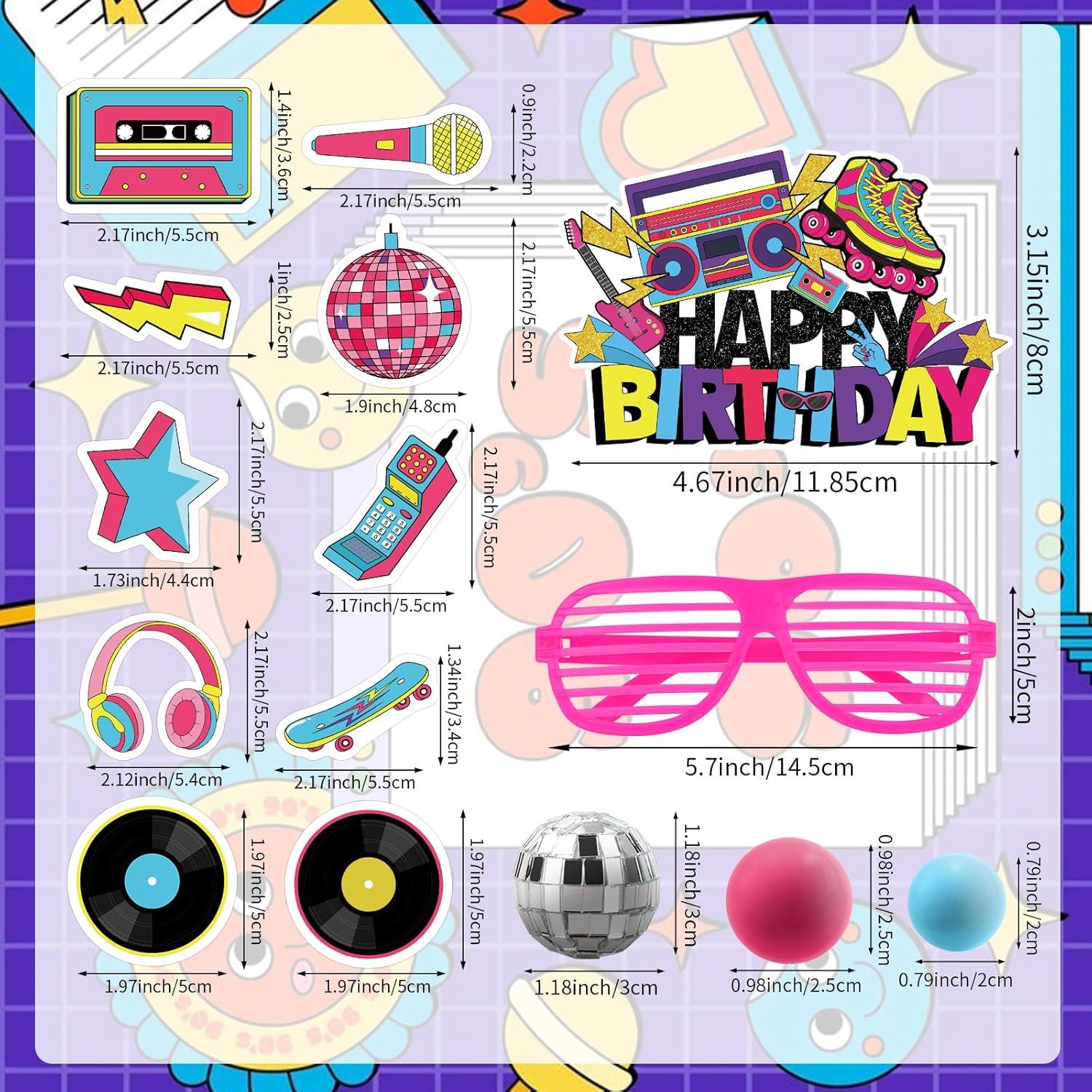 Adornos de Pastel Retro 80s Hooqict - 26 Piezas Temáticas