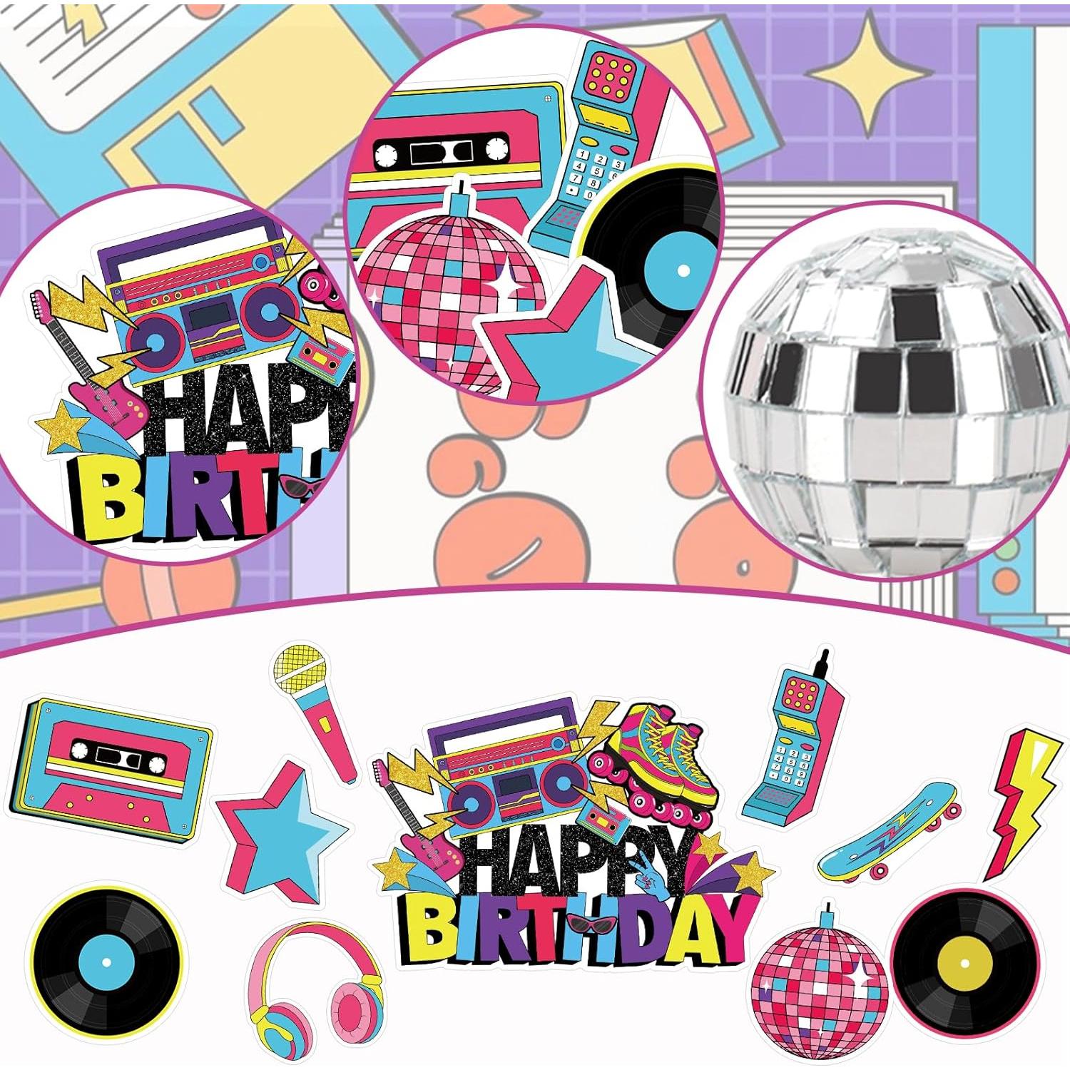 Adornos de Pastel Retro 80s Hooqict - 26 Piezas Temáticas