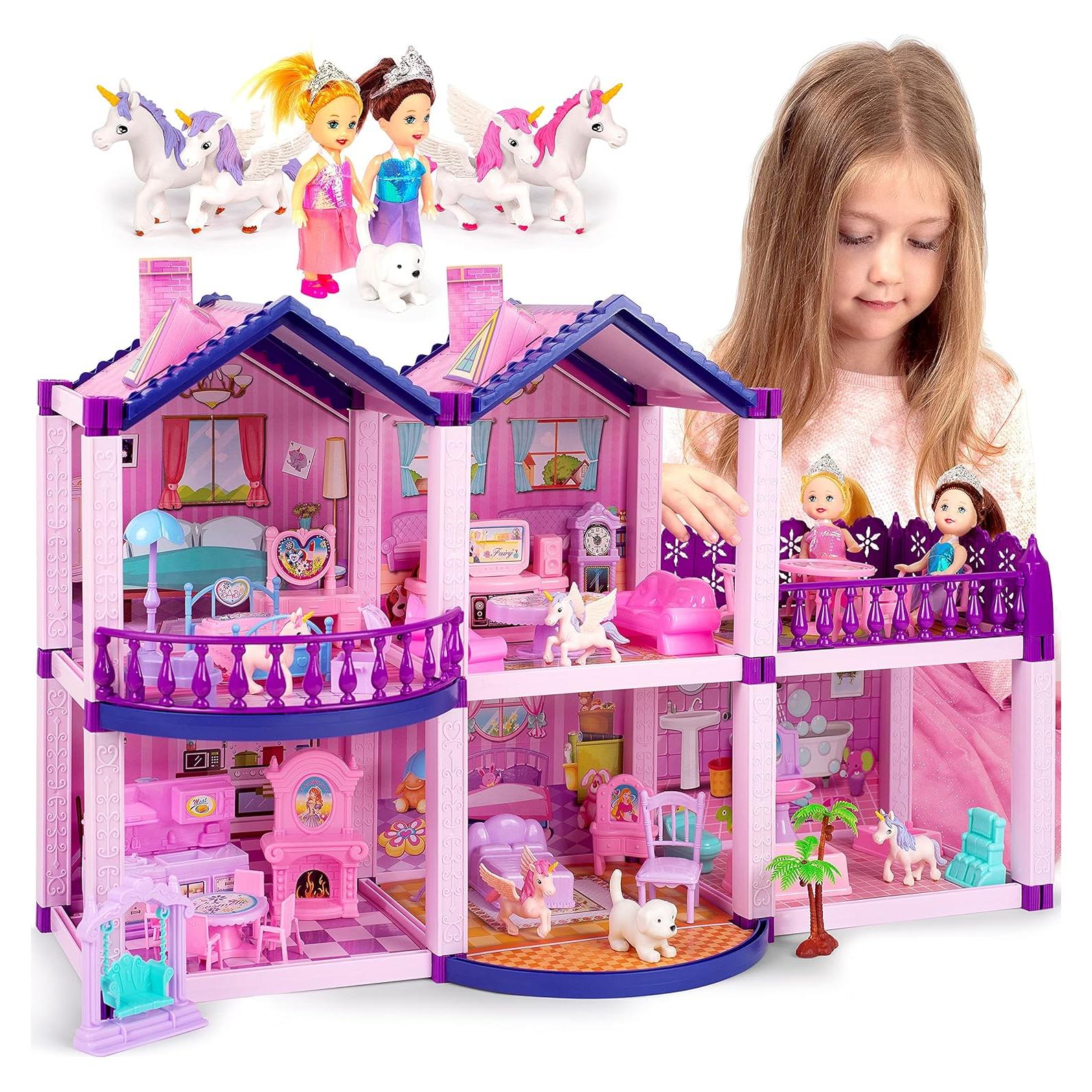 Casa de Muñecas TOMLEON con 2 Princesas y Accesorios