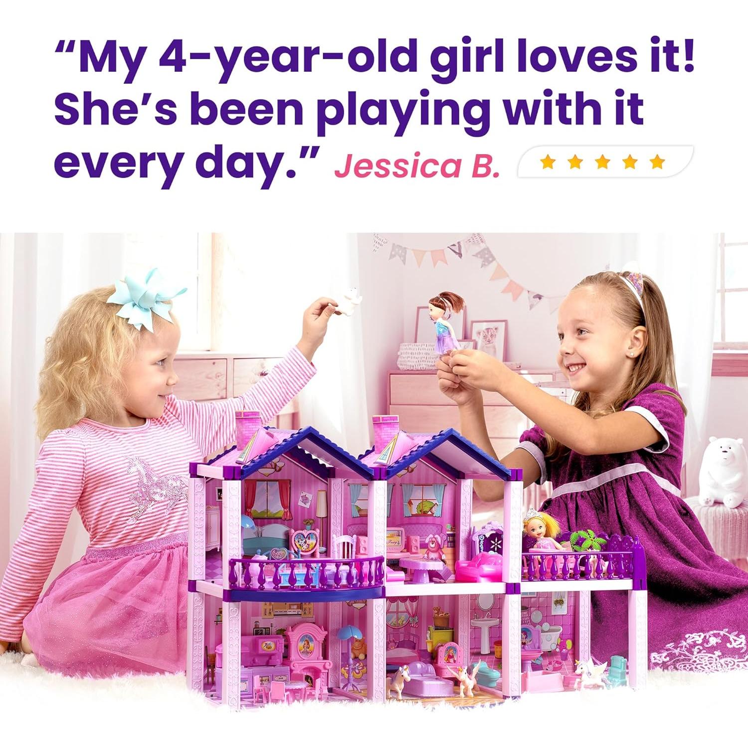 Casa de Muñecas TOMLEON con 2 Princesas y Accesorios