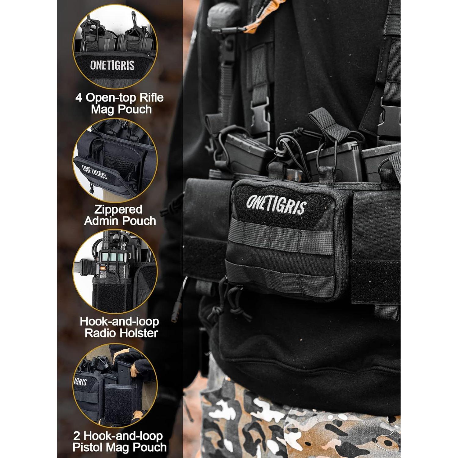 Chaleco Táctico OneTigris MOLLE Verde Ajustable 520g