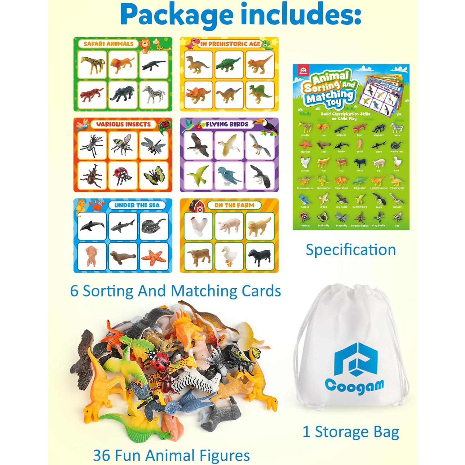Juguete Educativo de Clasificación Coogam - Animales y Tarjetas