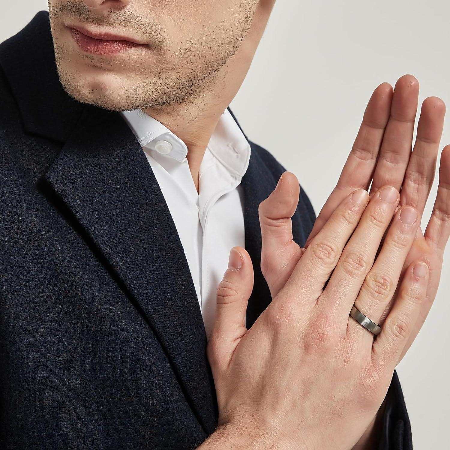 Anillos de Tungsteno TRUMIUM 4mm 6mm 8mm Acabado Negro