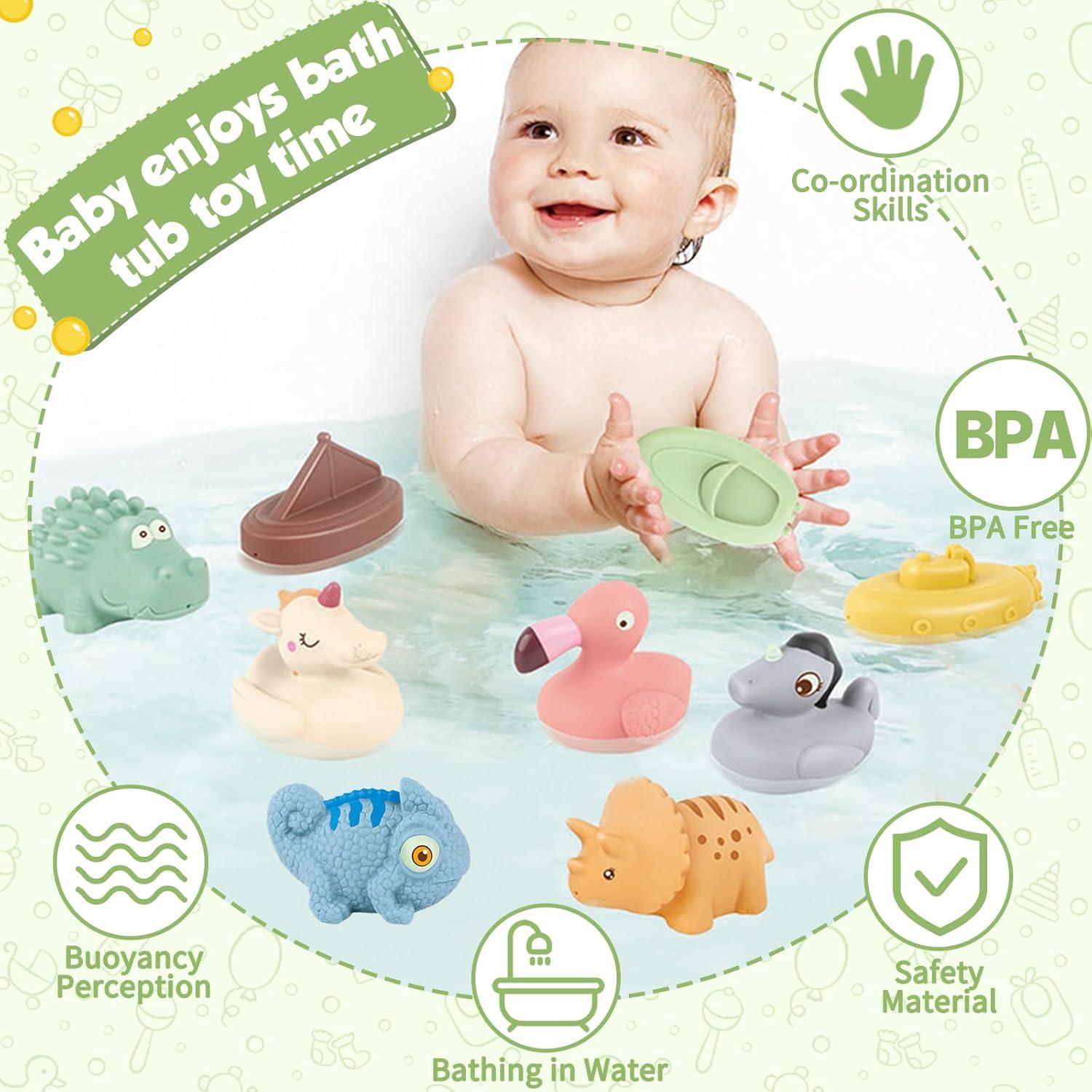 Juguetes de baño para bebés BYKASIST - 9 piezas sin moho