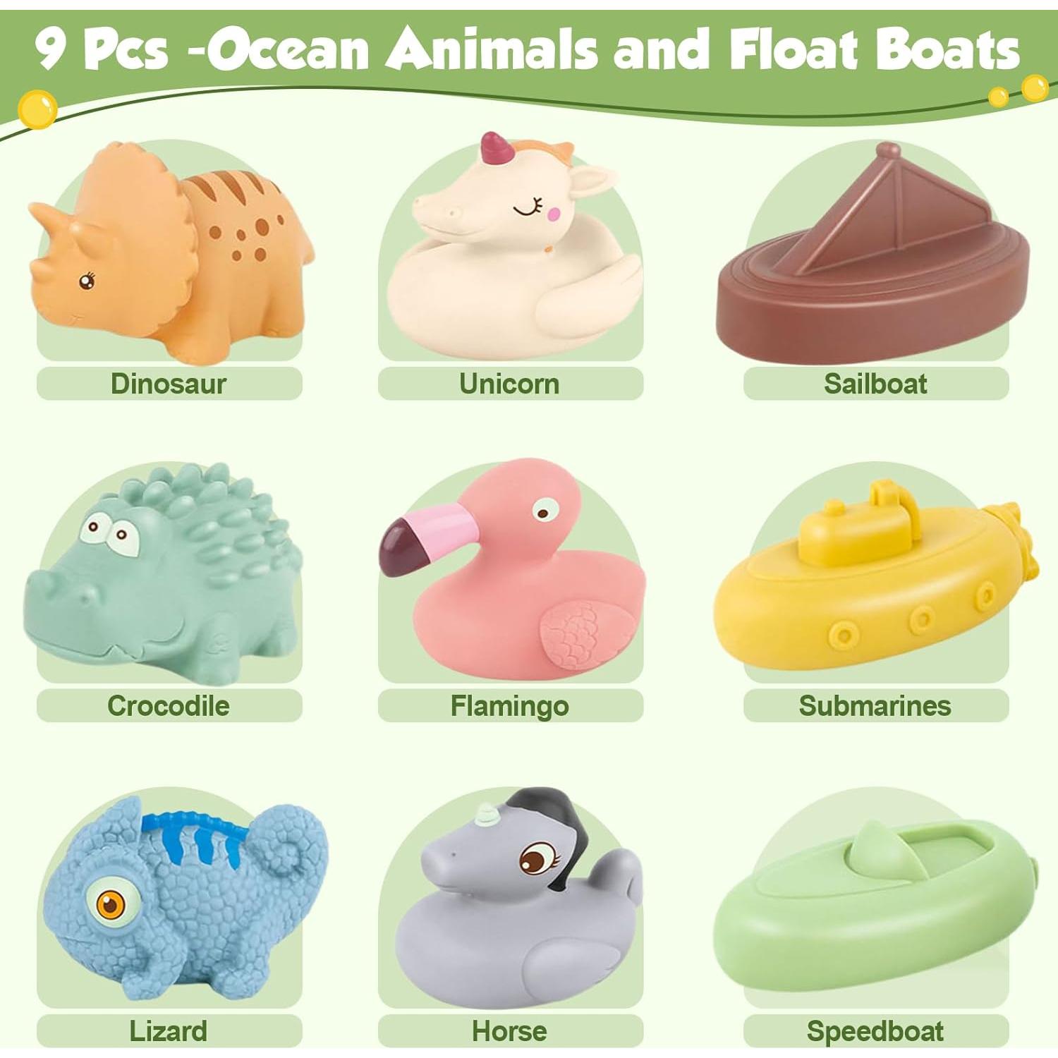 Juguetes de baño para bebés BYKASIST - 9 piezas sin moho