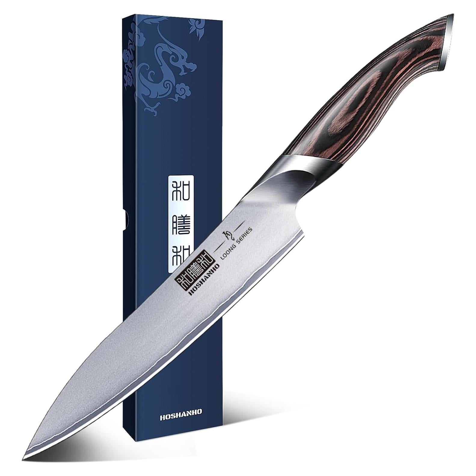 HOSHANHO 6 Inch Kitchen Knife, Ultra Sharp Japanese High Carbon Stainless Steel Chef Knife, Multipurpose Kitchen Utility Knife with Ergonomic Pakkawood Handle