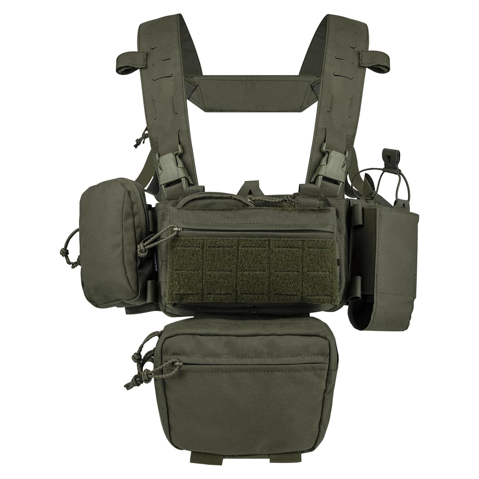 Chaleco Táctico YAKEDA Mini Rig Ajustable Verde Ejército