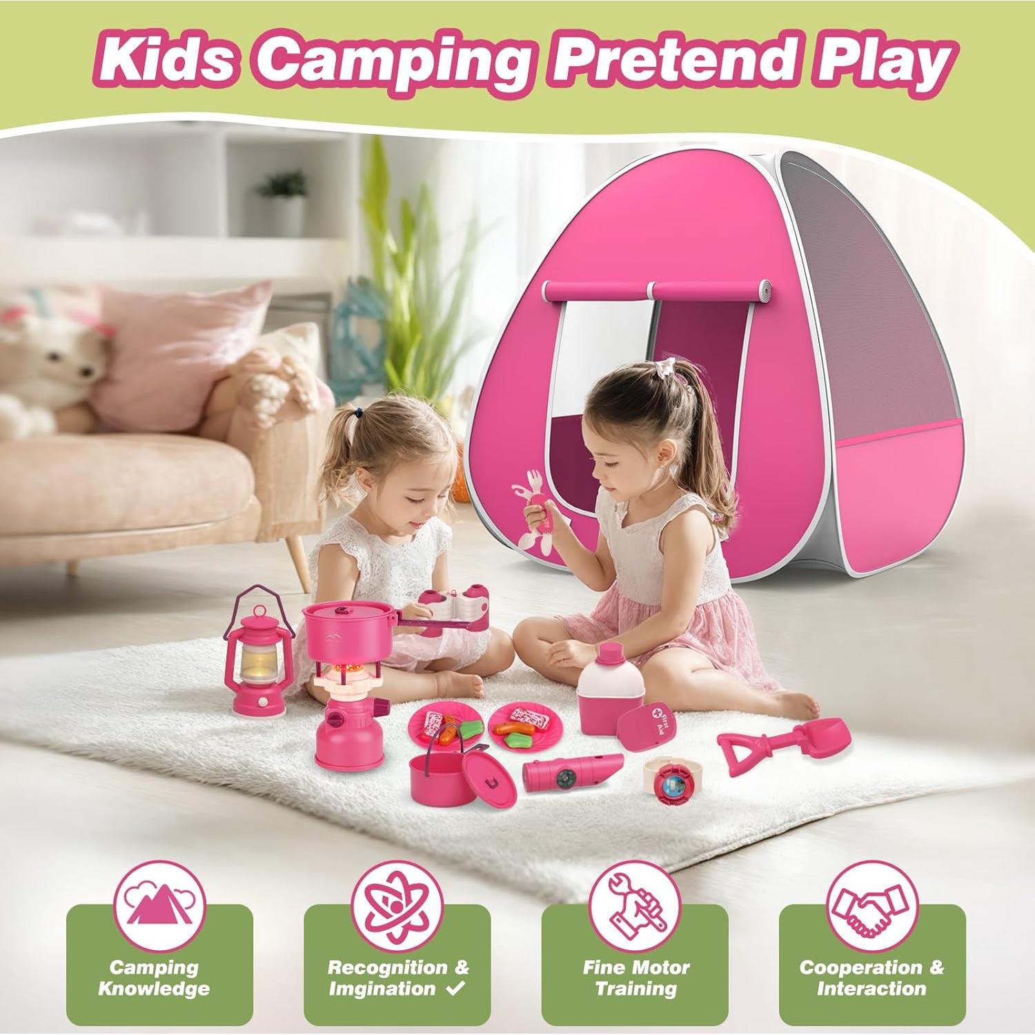 Juego de Camping para Niñas Fidecexv Tienda Plegable 26 Piezas