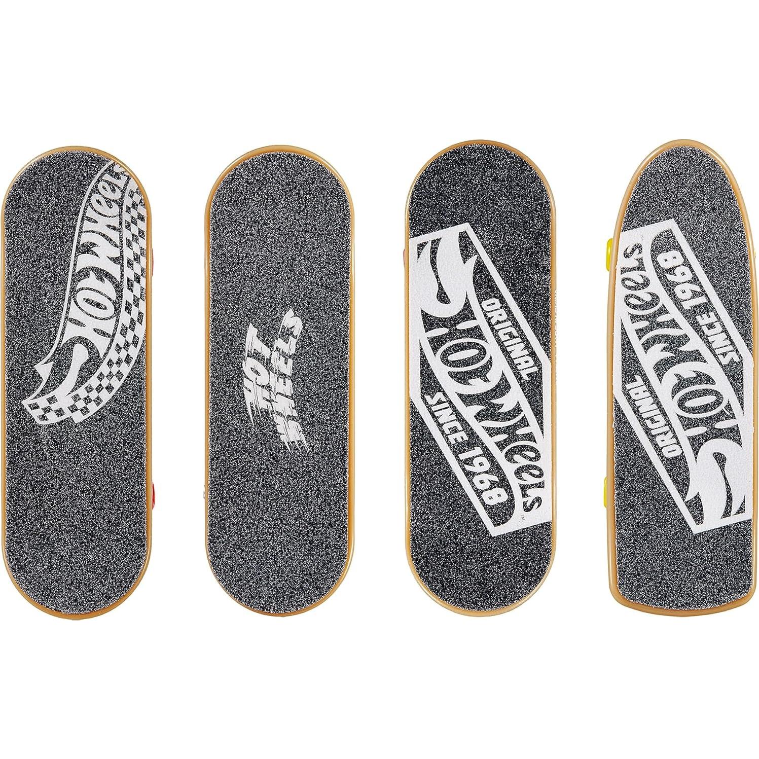 Hot Wheels Skate 4 Fingerboards & 2 Pairs of Removable Skate Shoes, Tricked Out Pack of Fully Assembled Boards, 1 Exclusive Set