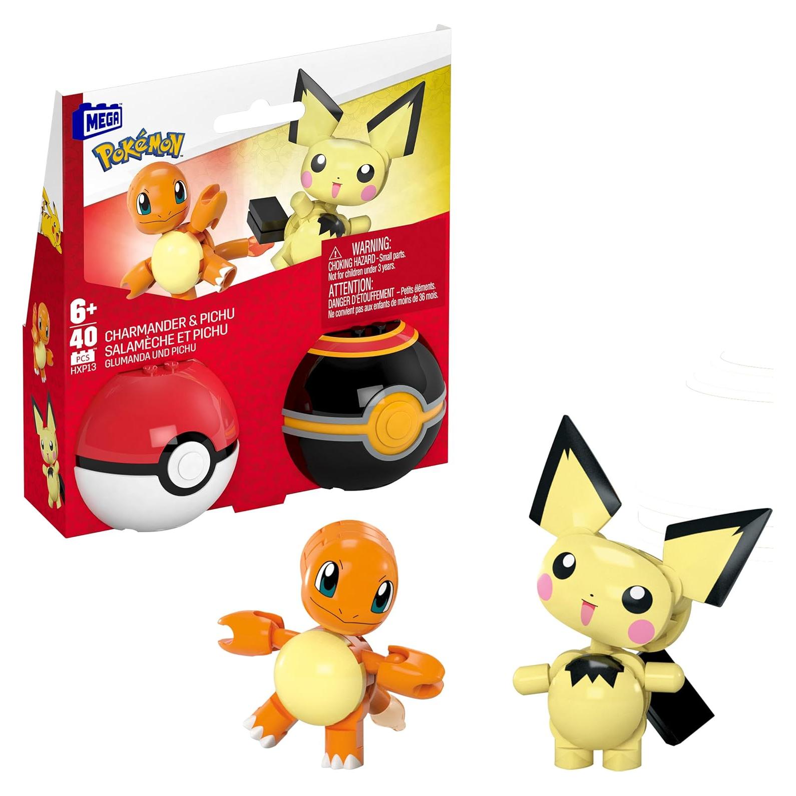 Juguetes de Construcción MEGA Pokémon Charmander y Pichu 40 Piezas