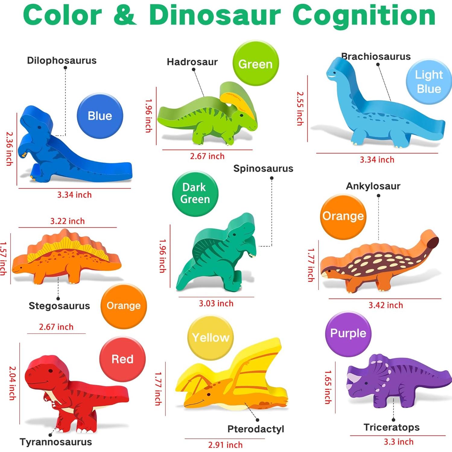 Juguete de Apilamiento de Dinosaurios FFTROC - Madera Educativa