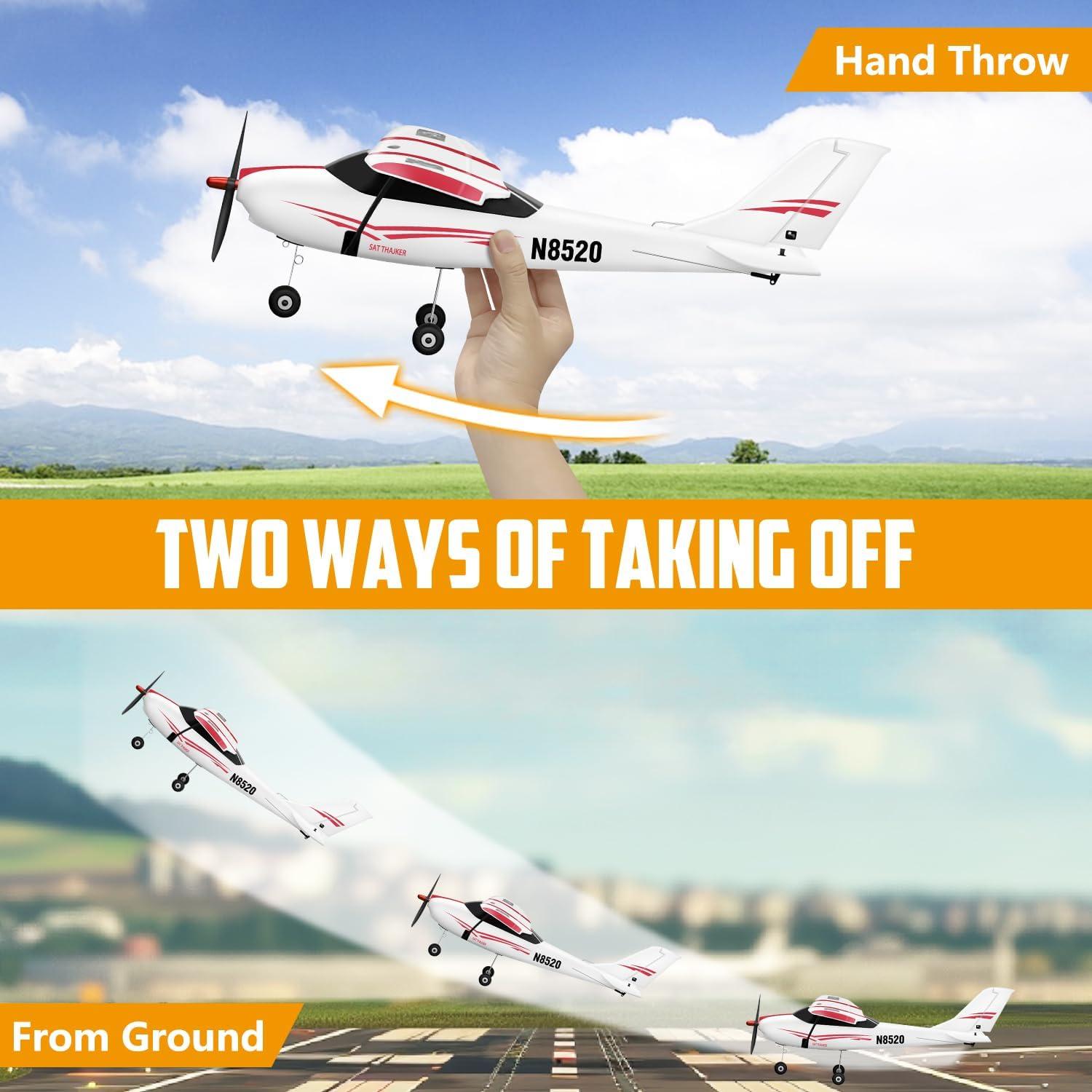 HAWK'S WORK 4 Channel RC Plane, Remote Control Airplane Cessna Ready to Fly, Brushless Motor 6-axis Gyro Stabilizer 3 Flight Mode Stunt Flying, Easy Trainer for Beginner & Kid