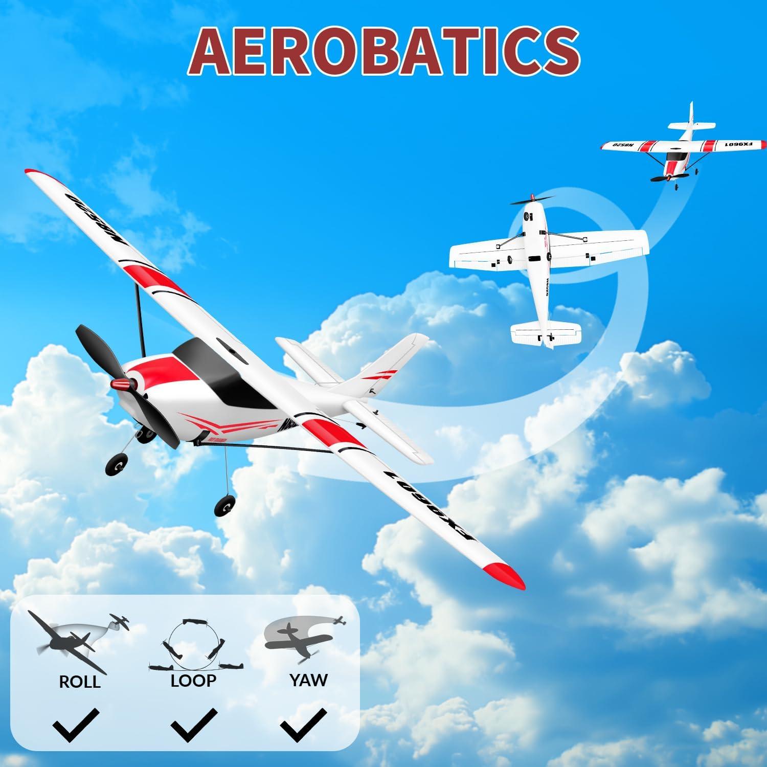 HAWK'S WORK 4 Channel RC Plane, Remote Control Airplane Cessna Ready to Fly, Brushless Motor 6-axis Gyro Stabilizer 3 Flight Mode Stunt Flying, Easy Trainer for Beginner & Kid