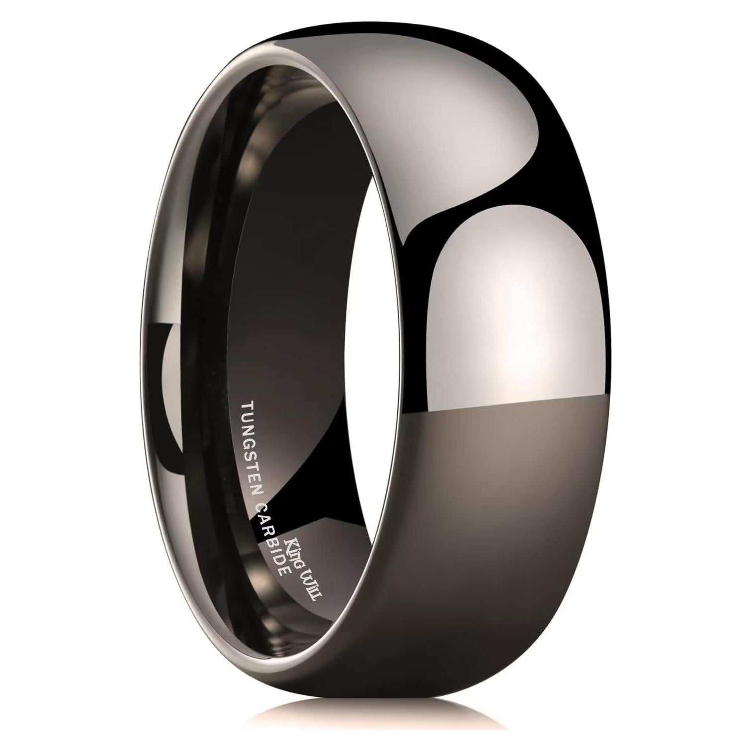 Anillo de Tungsteno King Will 4mm Brillo Plata Gunmetal