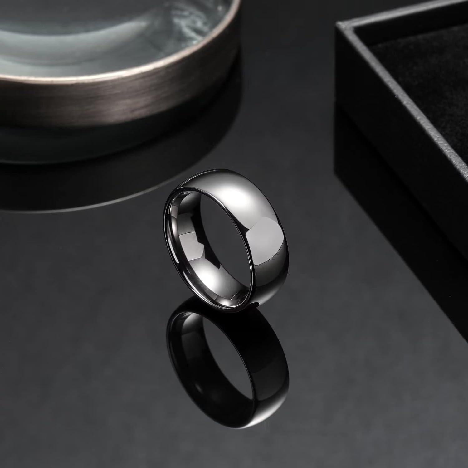 Anillo de Tungsteno King Will 4mm Brillo Plata Gunmetal