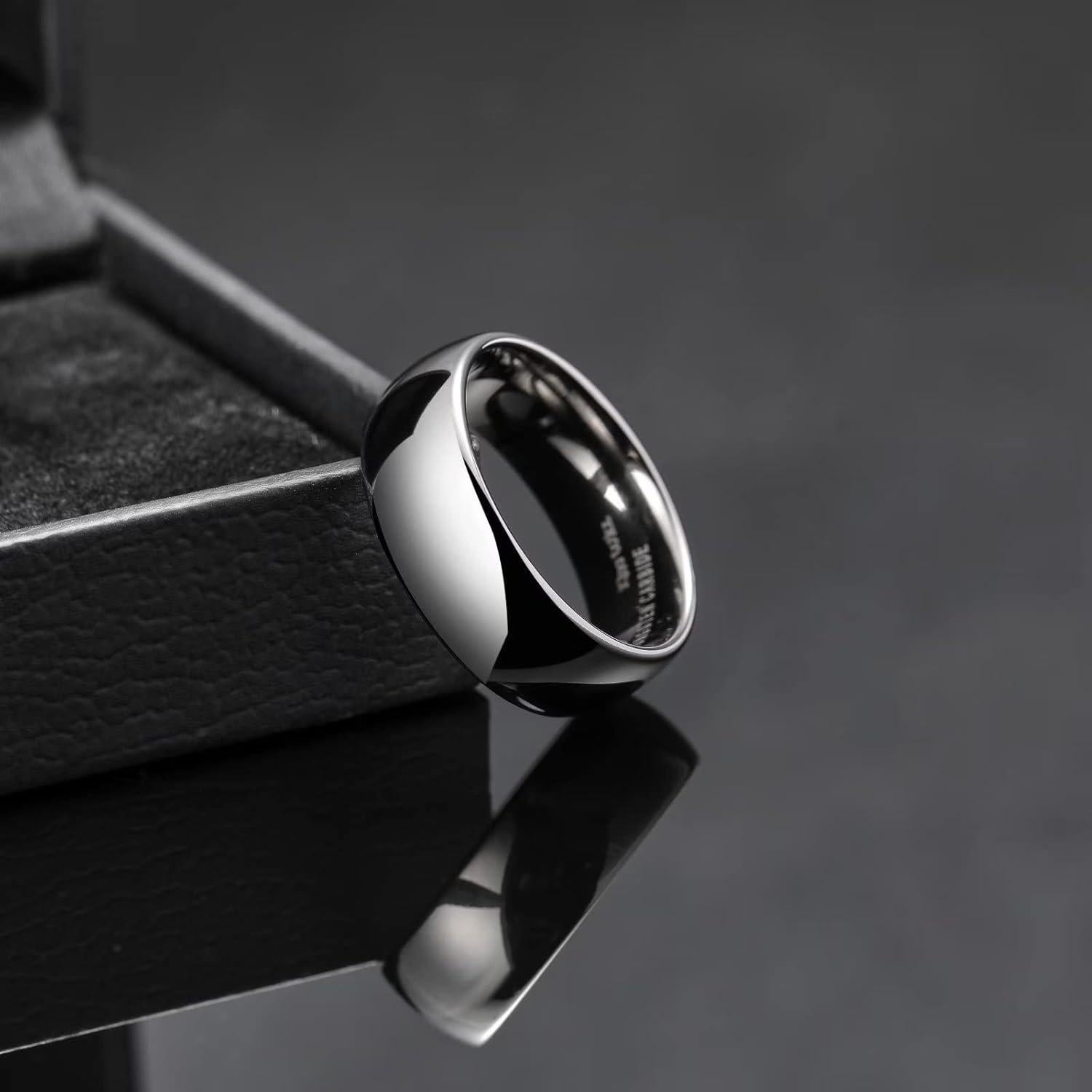 Anillo de Tungsteno King Will 4mm Brillo Plata Gunmetal