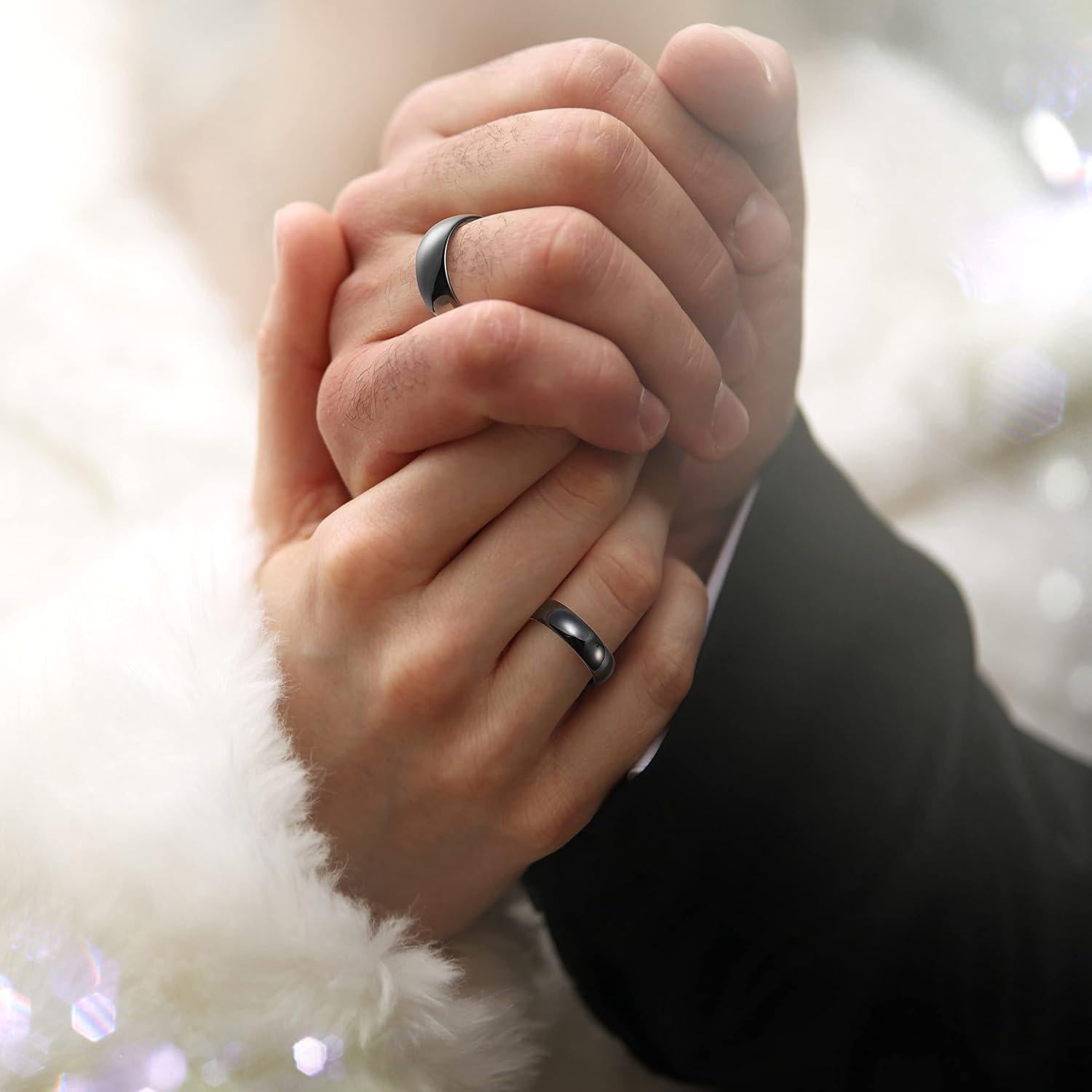 Anillo de Tungsteno King Will 4mm Brillo Plata Gunmetal