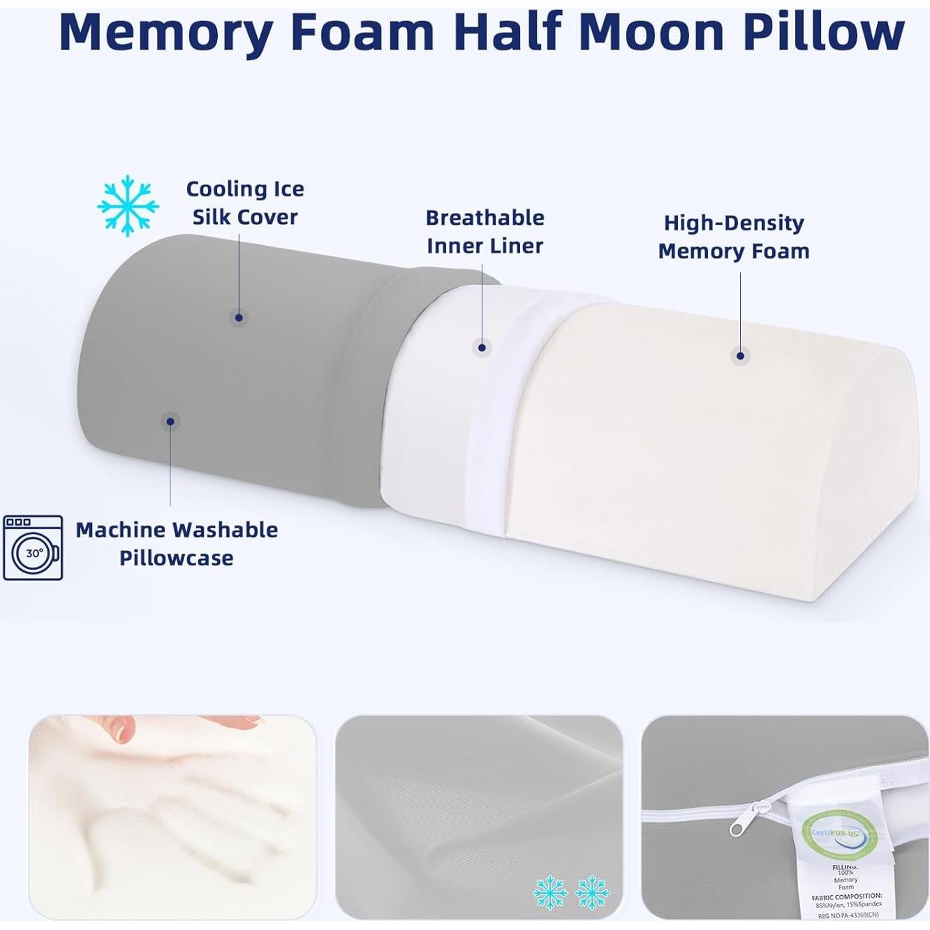 Almohada de Soporte para Rodilla Ruizman - Espuma Viscoelástica con Funda Refrigerante