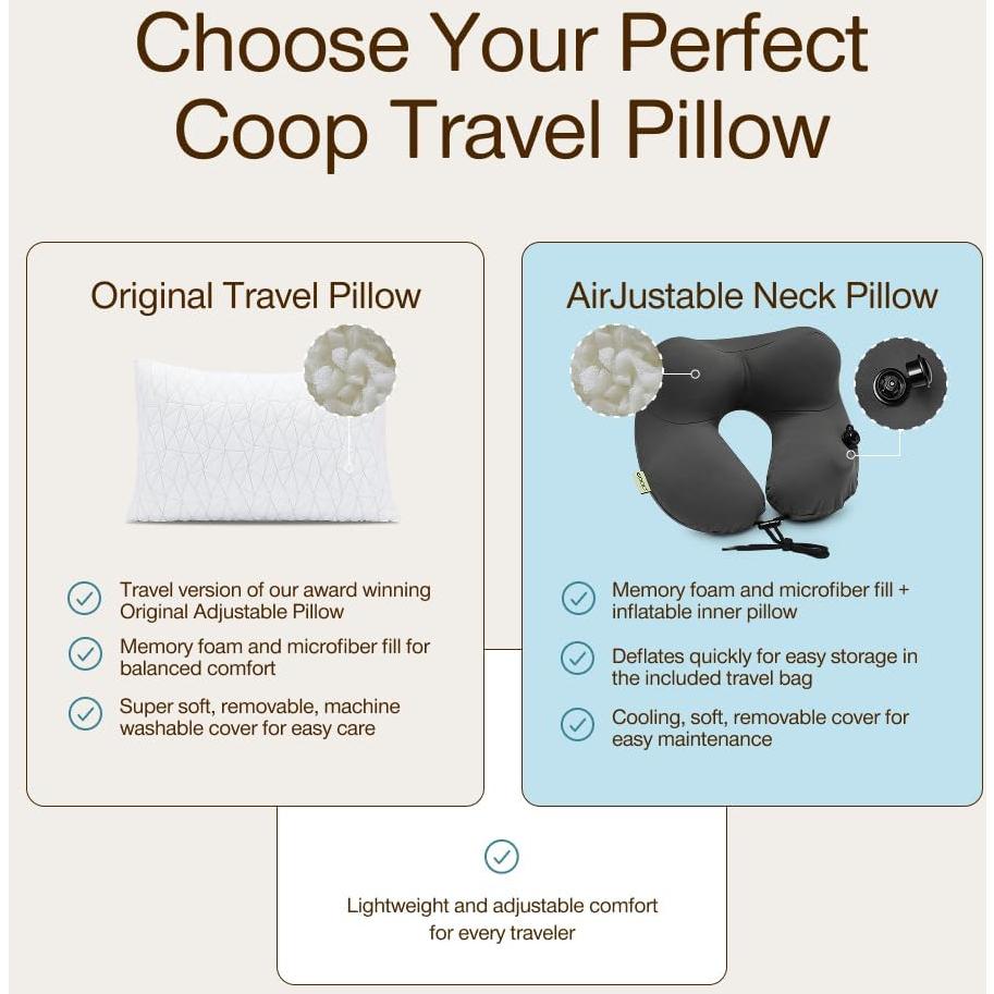 Almohada de Viaje Ajustable Coop Home Goods Gris 48x33 cm