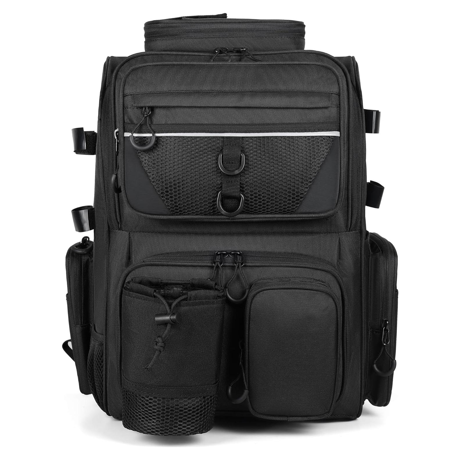 Mochila de Pesca 40L con Soportes para Cañas - Negra