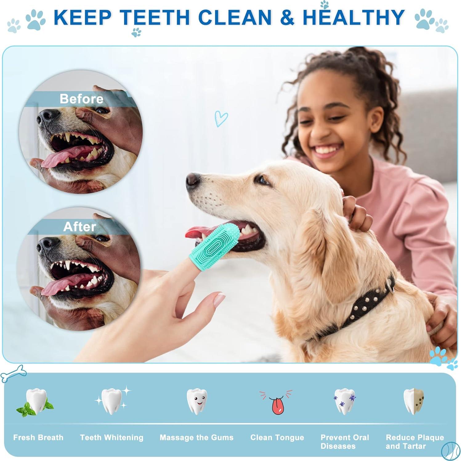 Kit de Cepillos de Dientes para Perros LDIIDII 4 Piezas