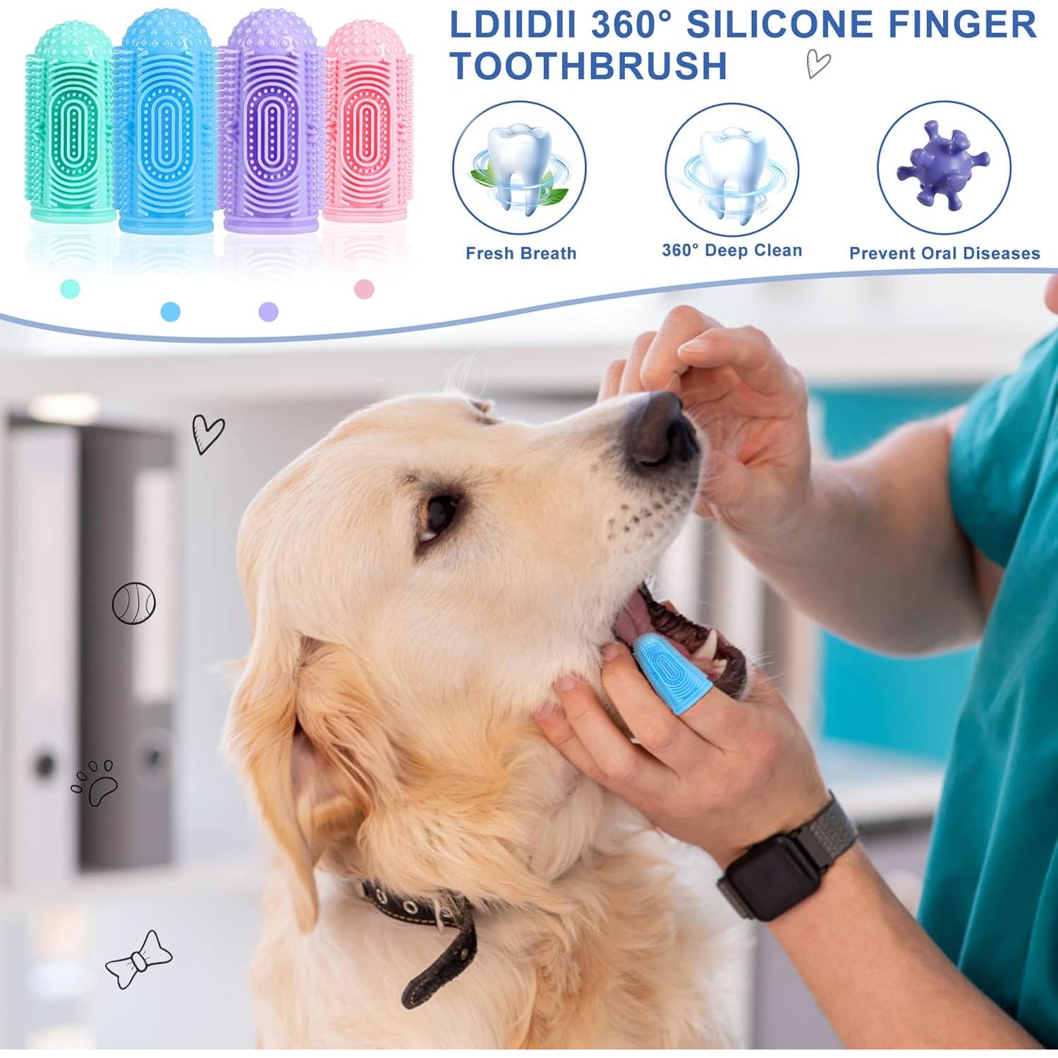 Kit de Cepillos de Dientes para Perros LDIIDII 4 Piezas