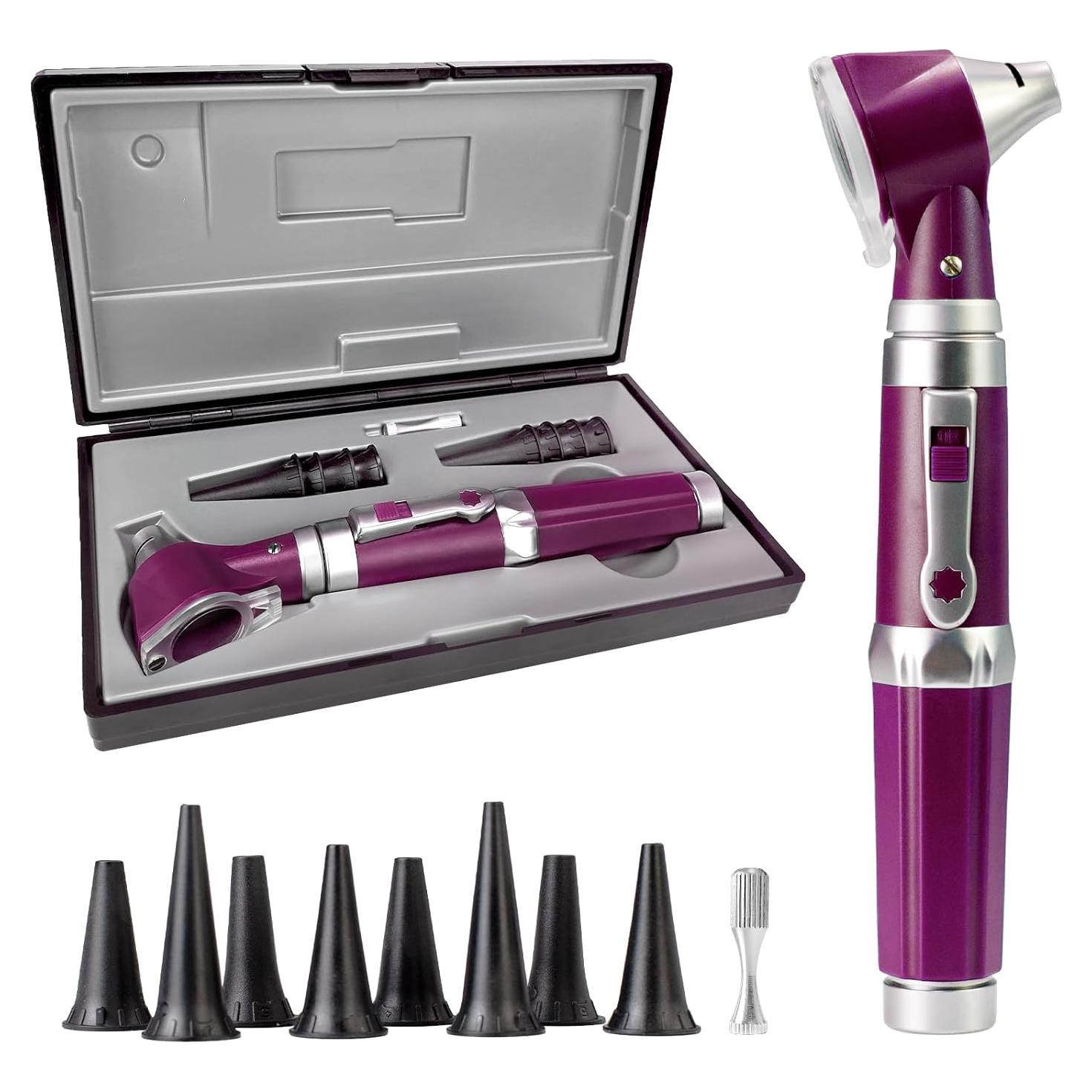 Otoscopio HONSUN HS-OT10G con luz LED y lente 3X - Púrpura