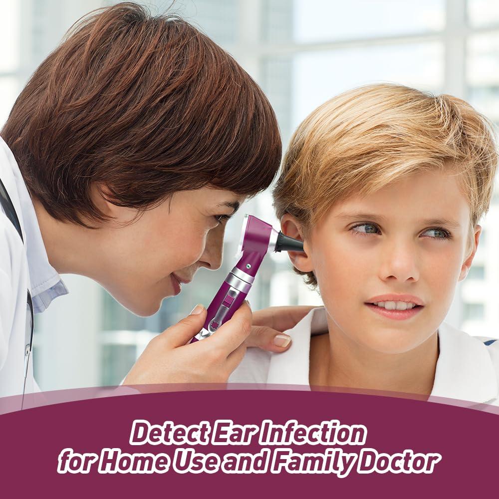 Otoscopio HONSUN HS-OT10G con luz LED y lente 3X - Púrpura